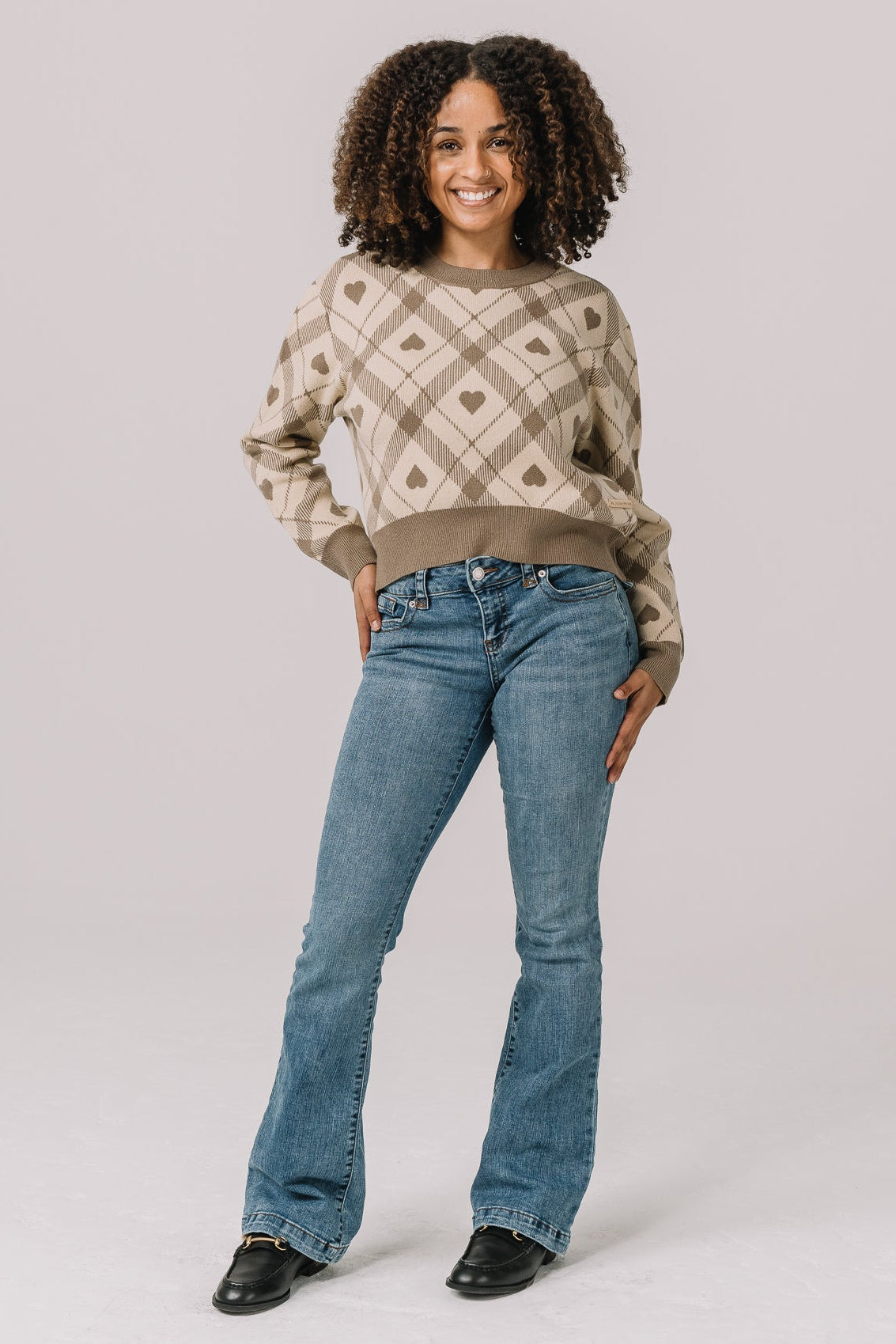 Beloved Plaid Women's Crop Sweater | Gray