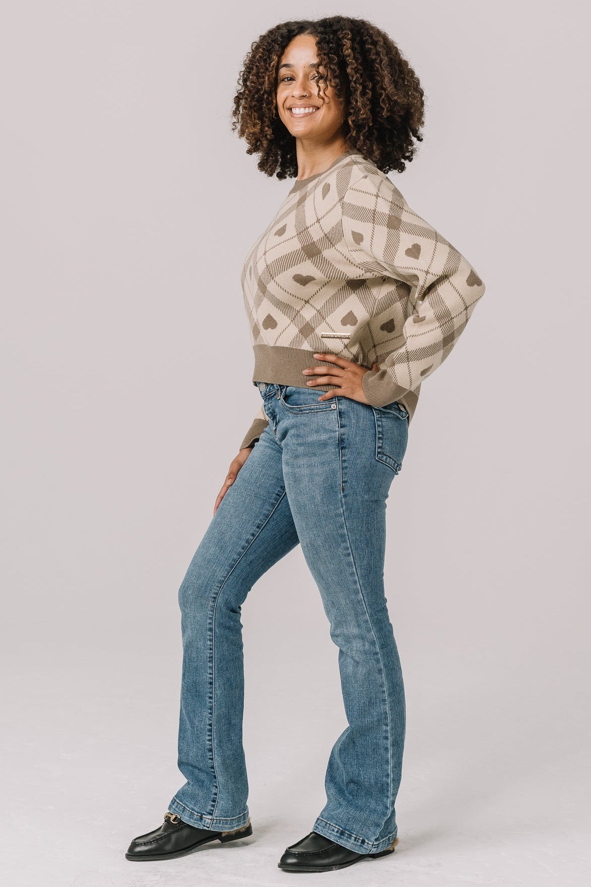 Beloved Plaid Women's Crop Sweater | Gray