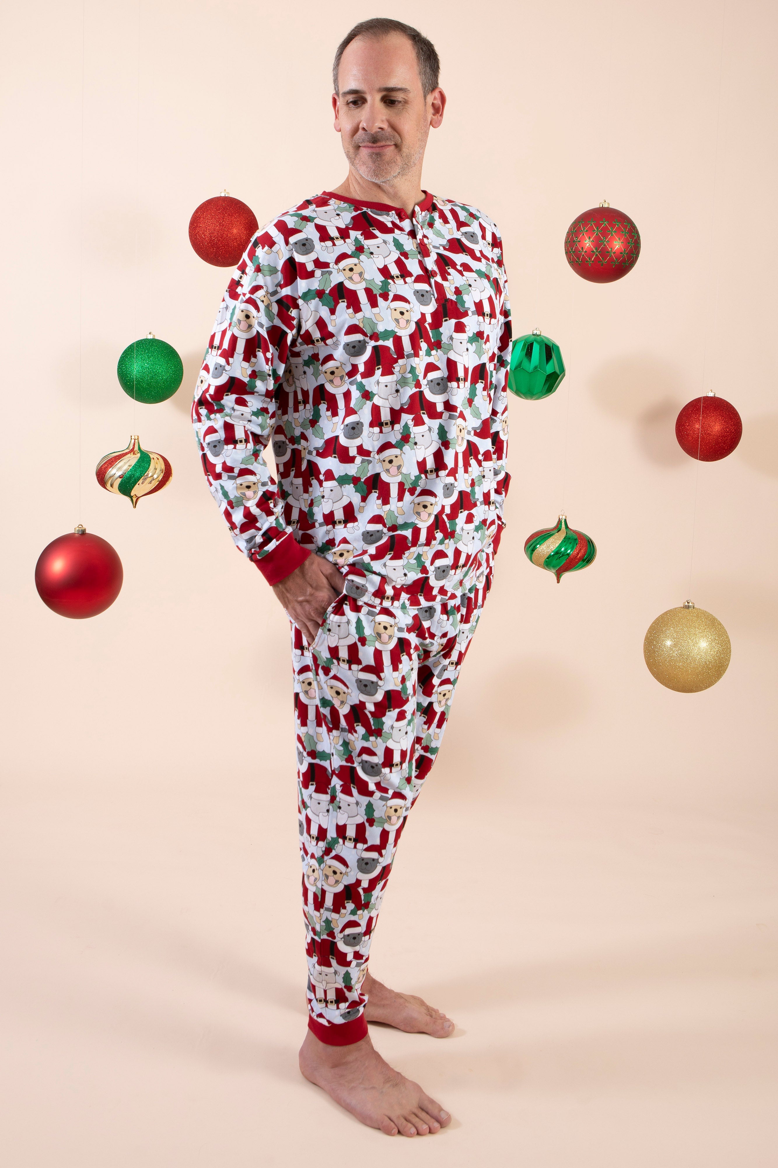 Men's Long Christmas PJs | Santa Paws