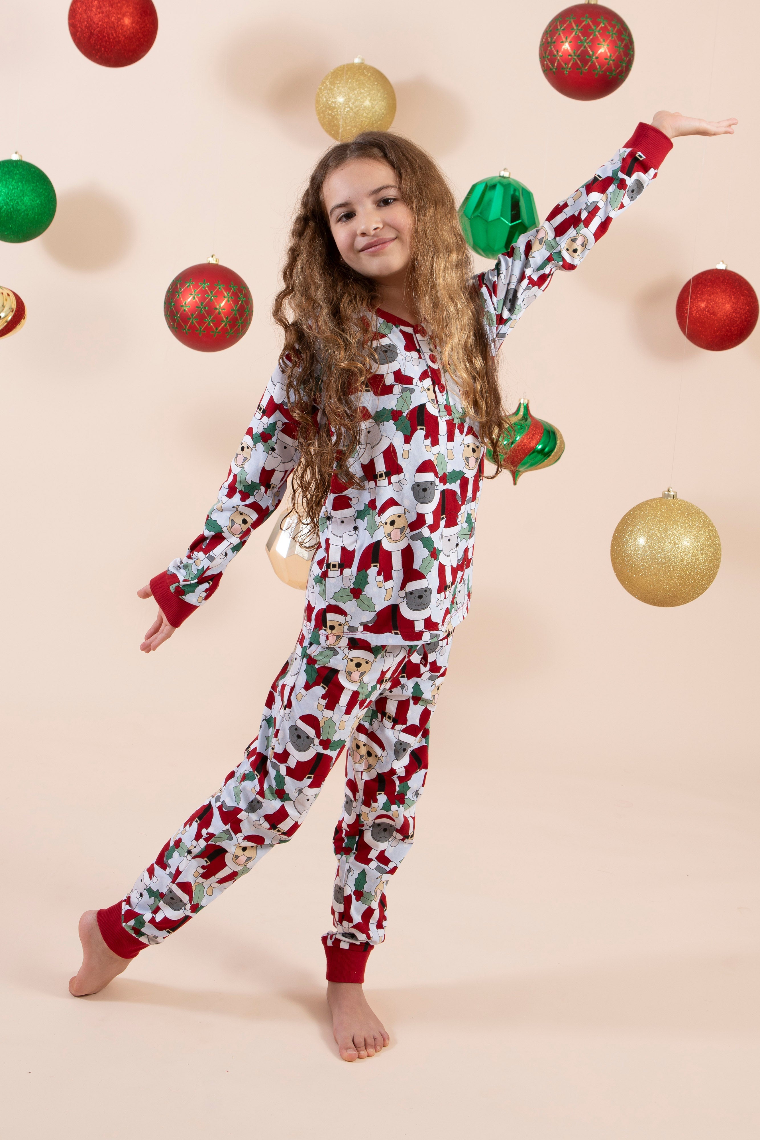 Kid's Long Christmas PJs | Santa Paws