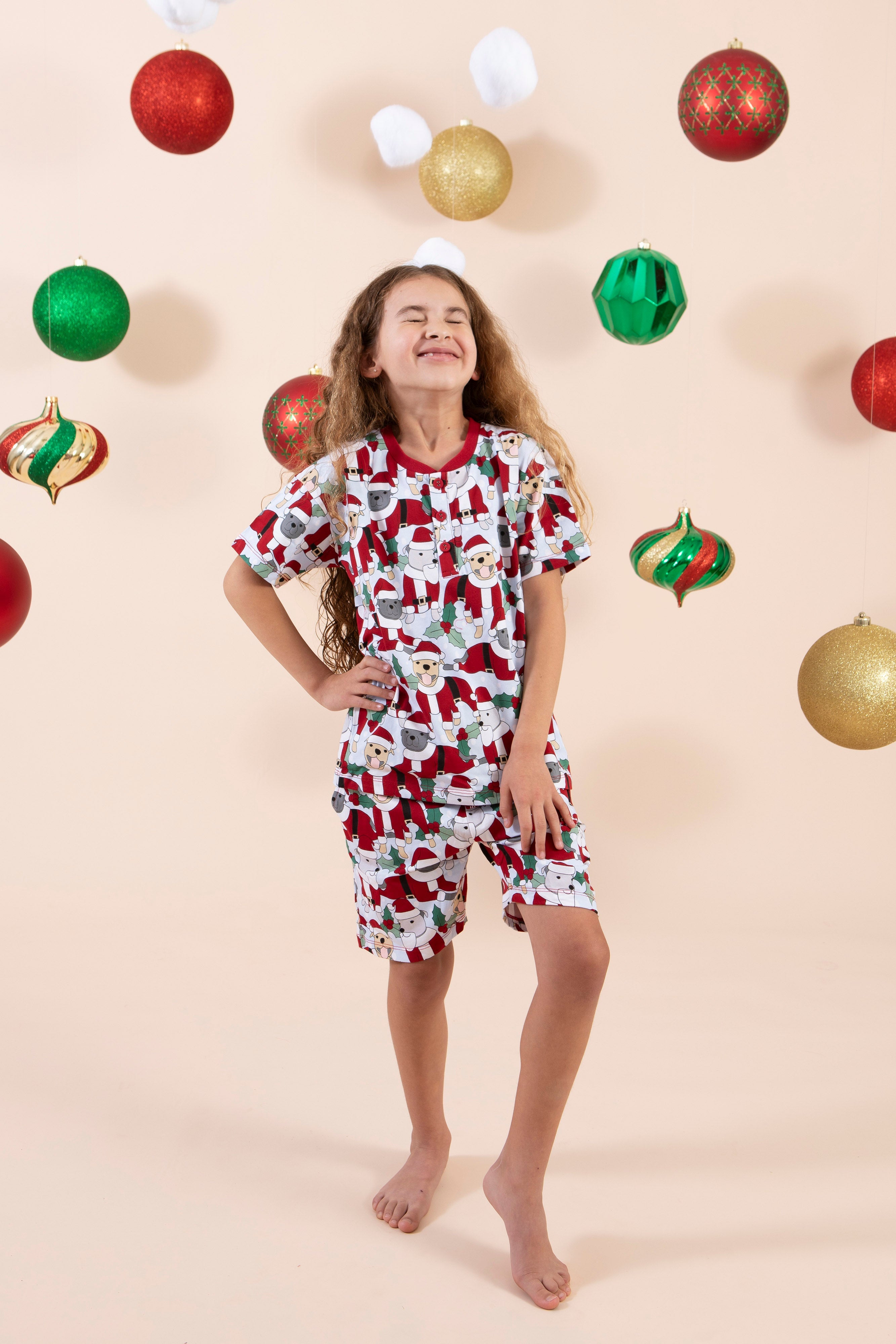 Kid's Short Christmas PJs | Santa Paws