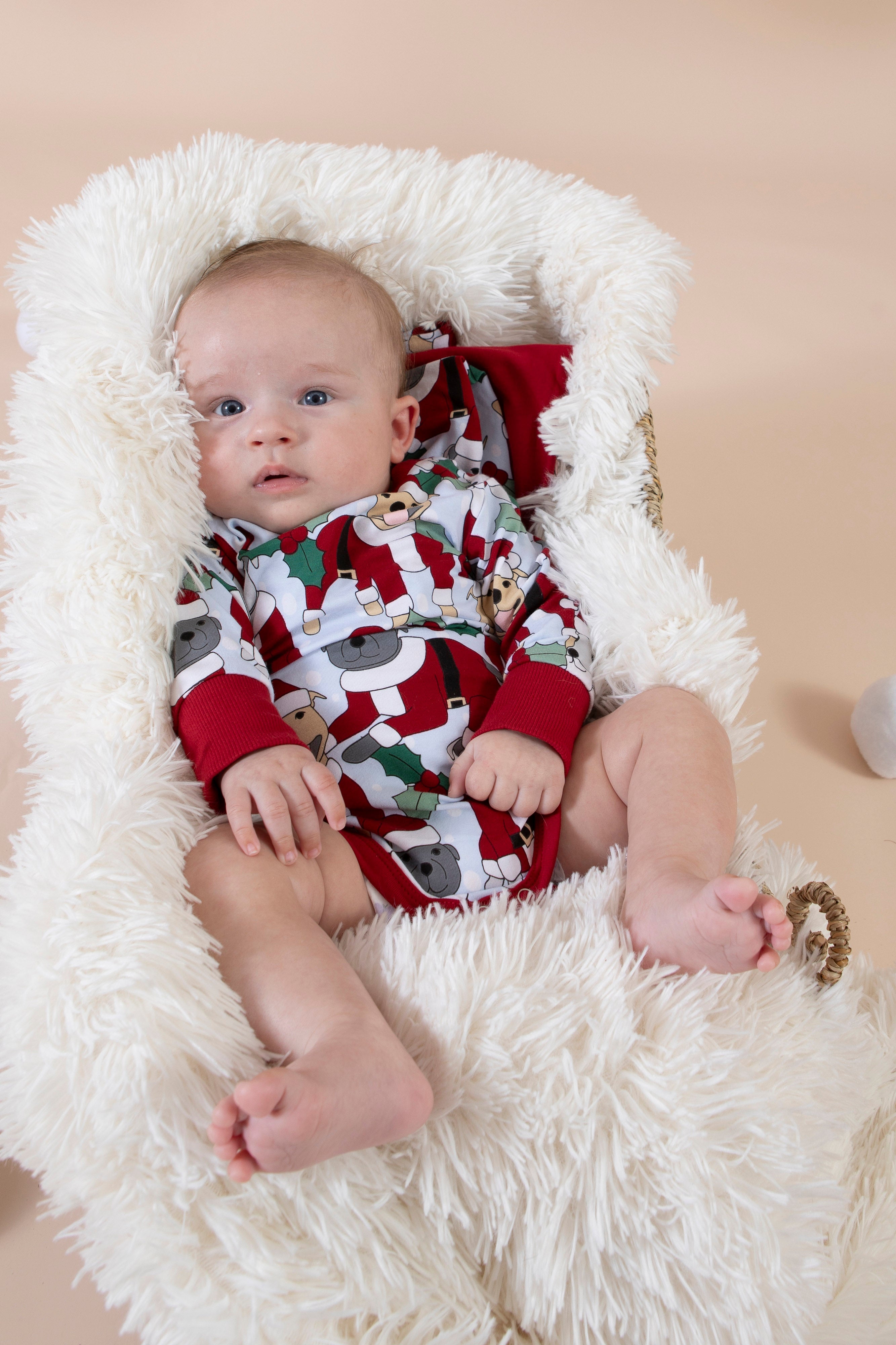 Baby Short Christmas Bodysuit PJs | Santa Paws