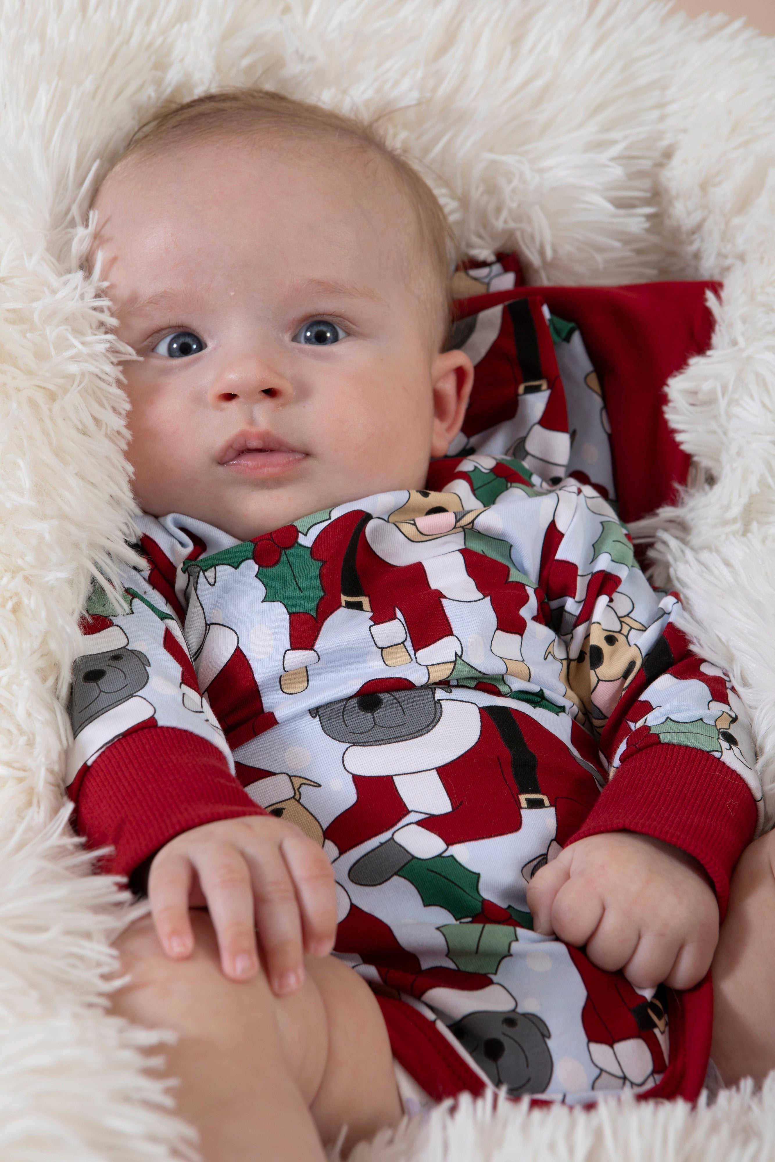 Baby Short Christmas Bodysuit PJs | Santa Paws