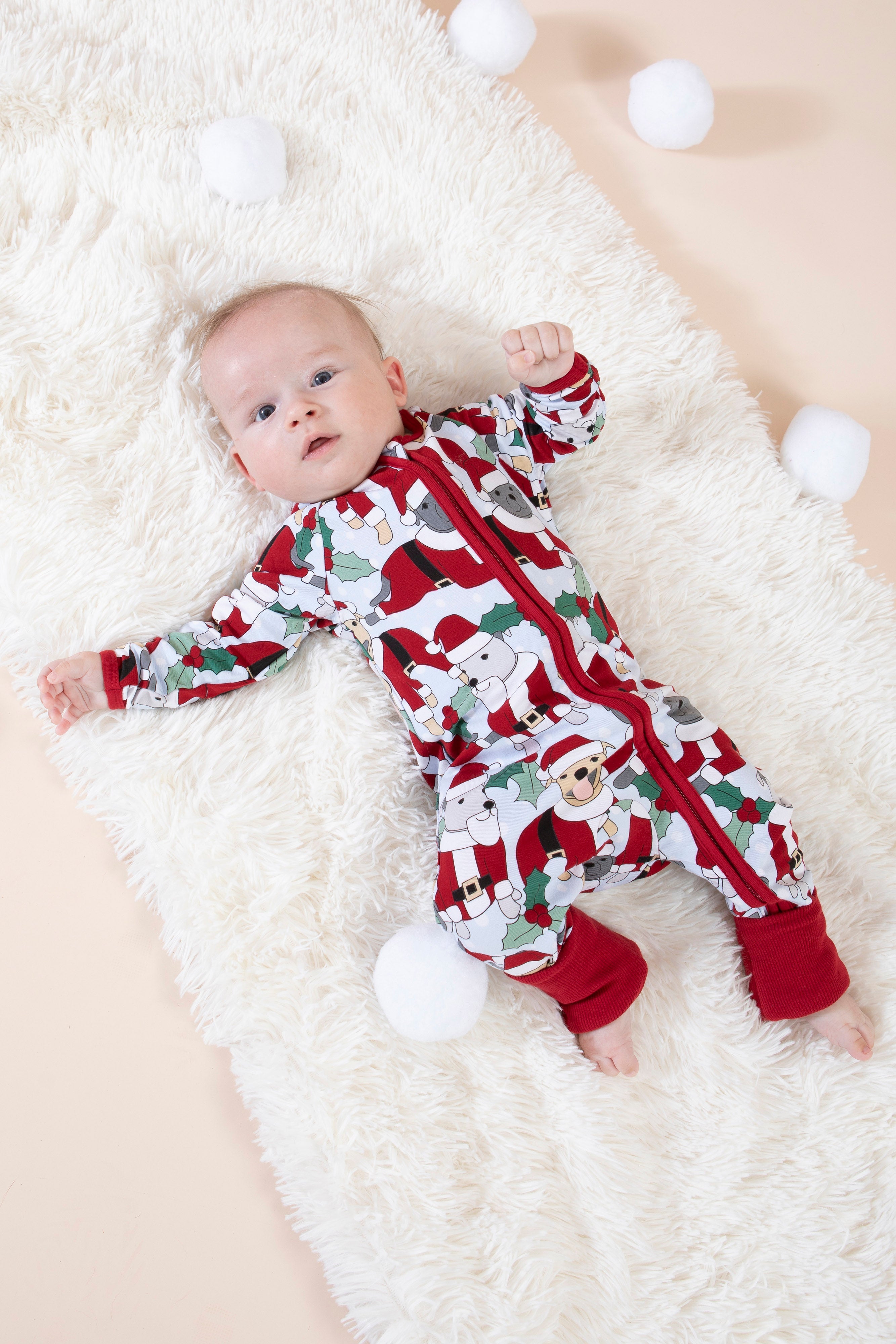 Baby Long Christmas Onesie PJs | Santa Paws