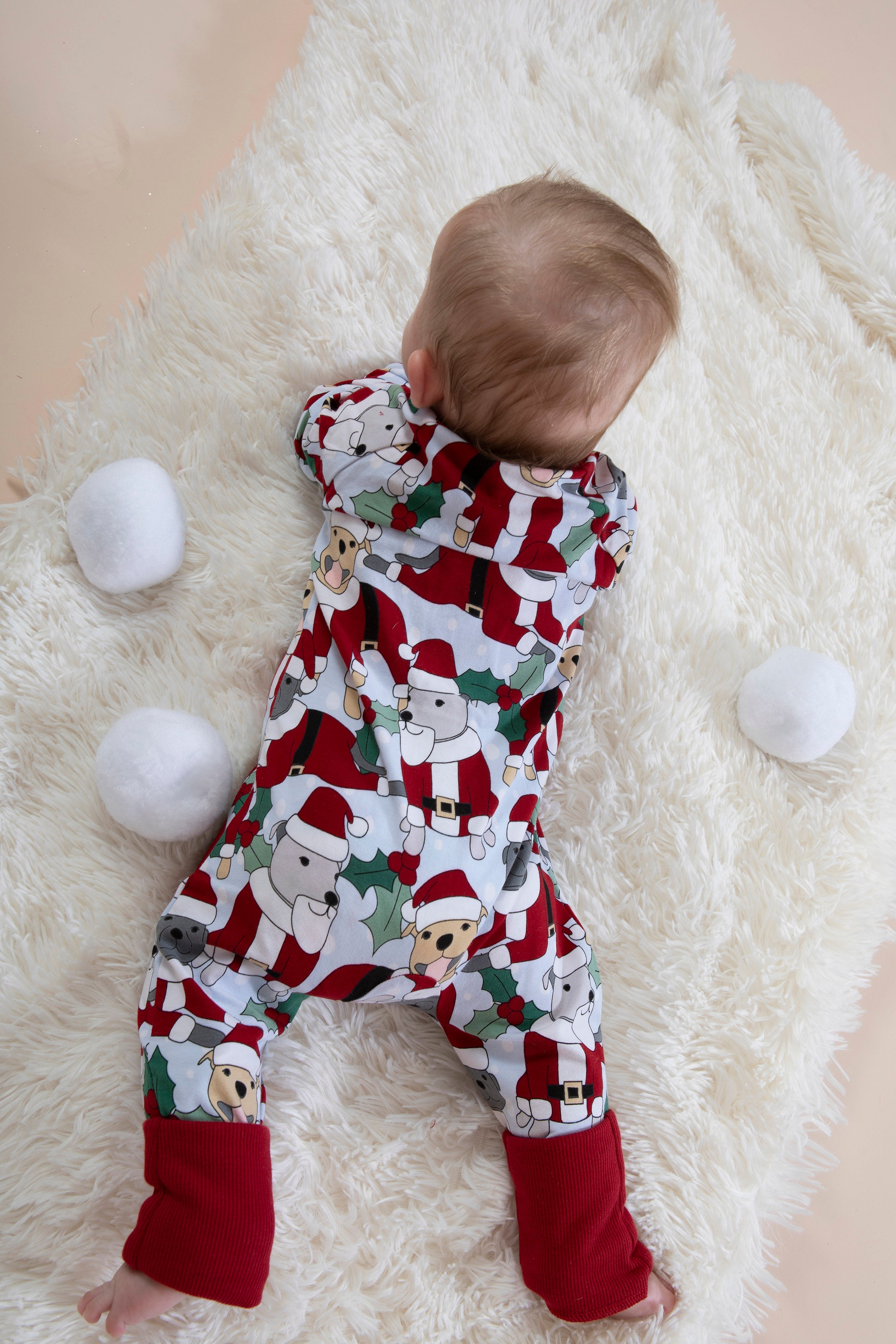 Baby Long Christmas Onesie PJs | Santa Paws