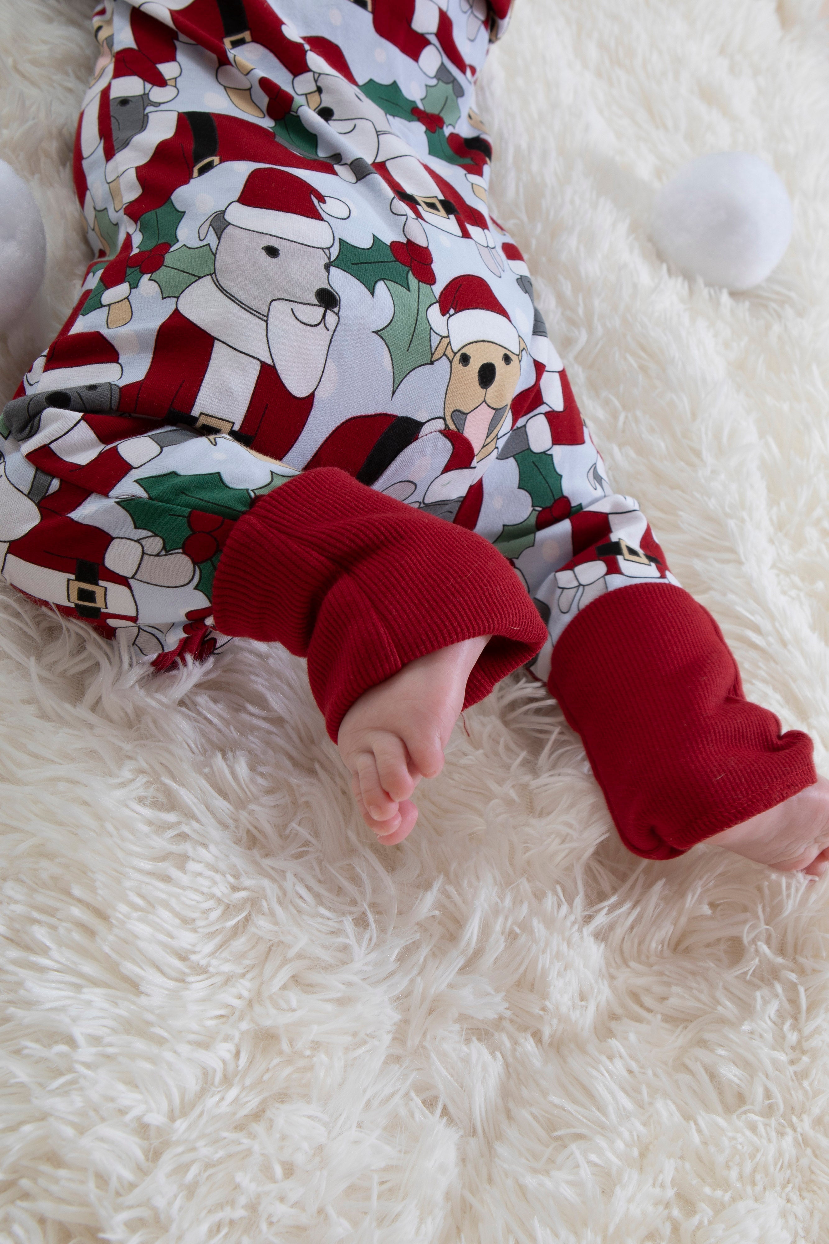Baby Long Christmas Onesie PJs | Santa Paws