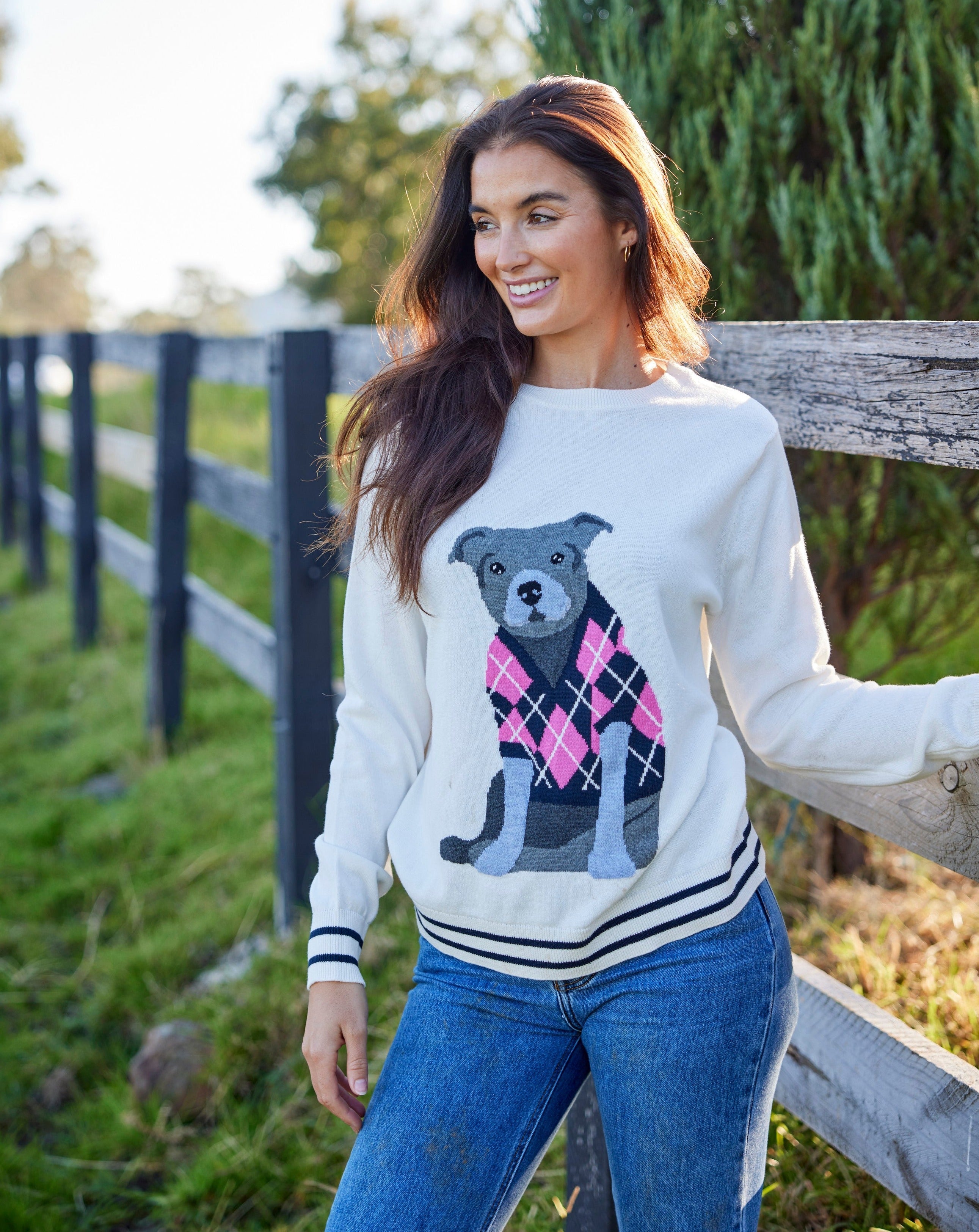 Darren and Phillip women's staffy knit sweater.