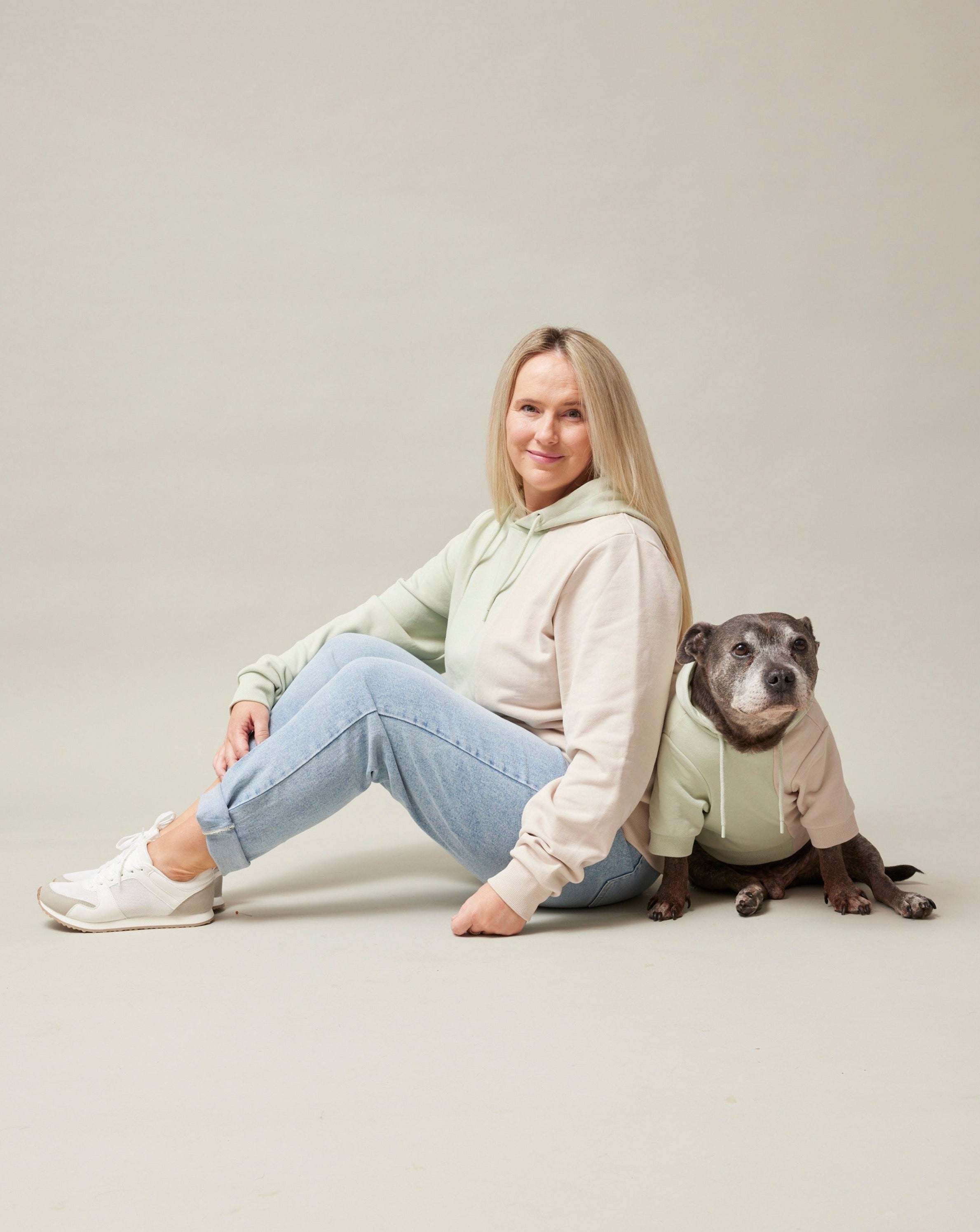 Darren and Phillip match your dog hoodies.