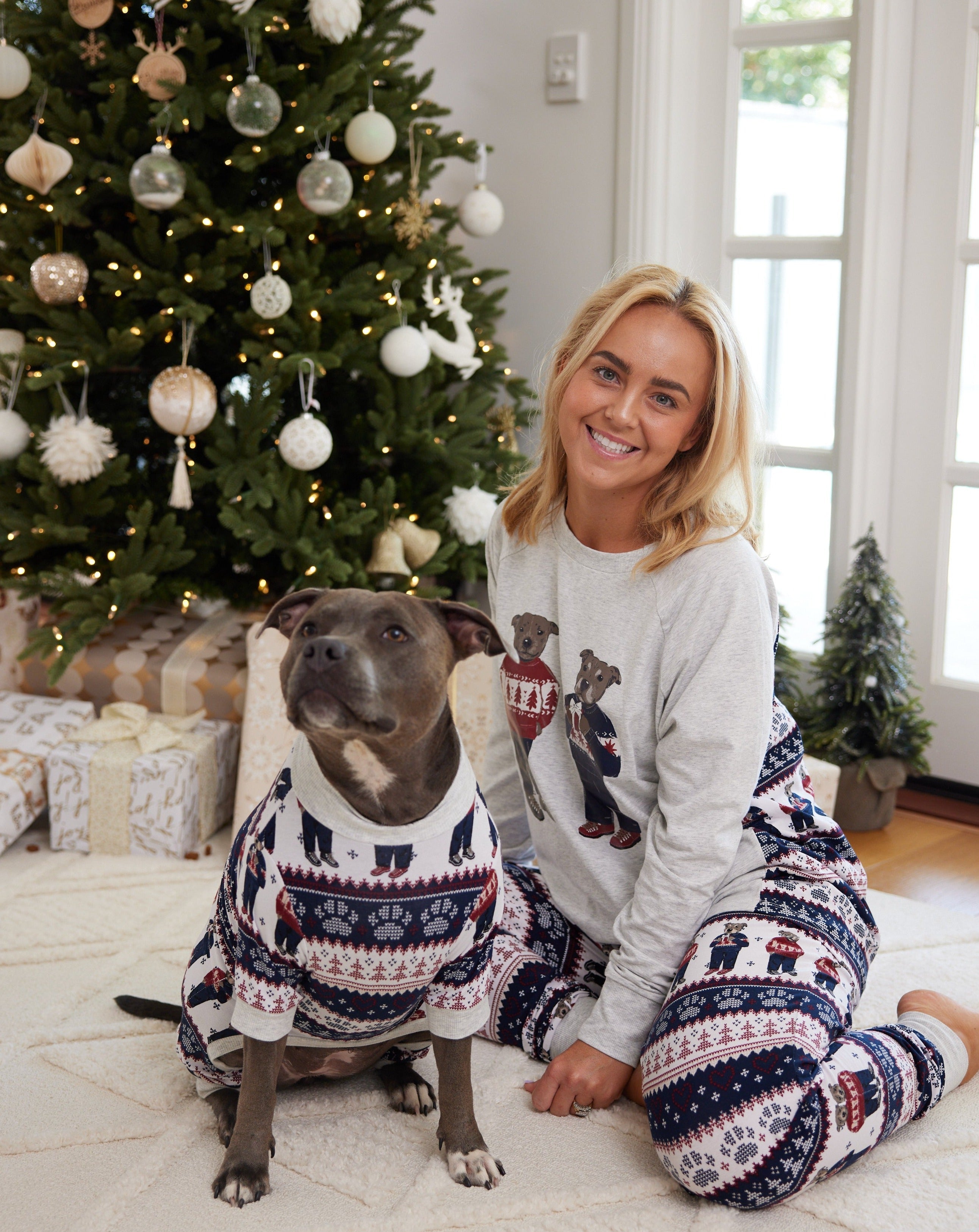 Staffy Bears Womens Long Christmas Pyjamas