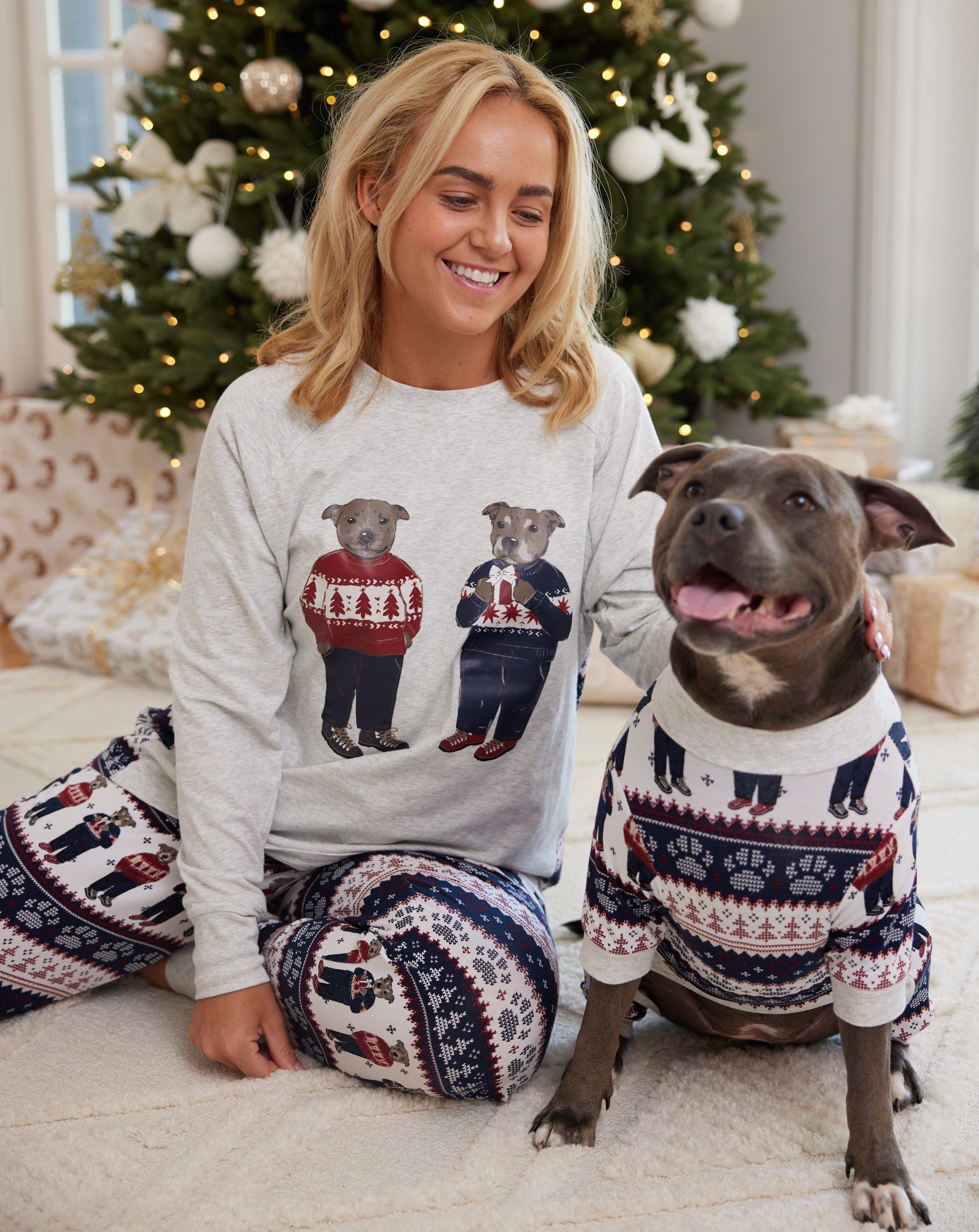 Staffy Bears Womens Long Christmas Pyjamas