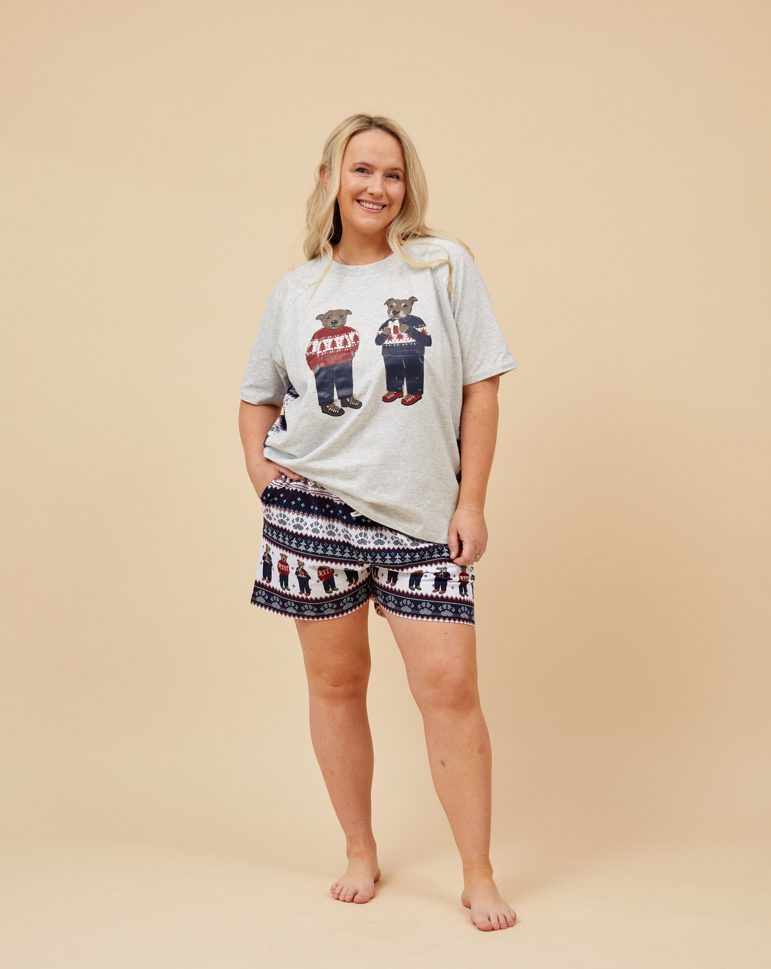 Staffy Bears Womens Short Christmas Pyjamas