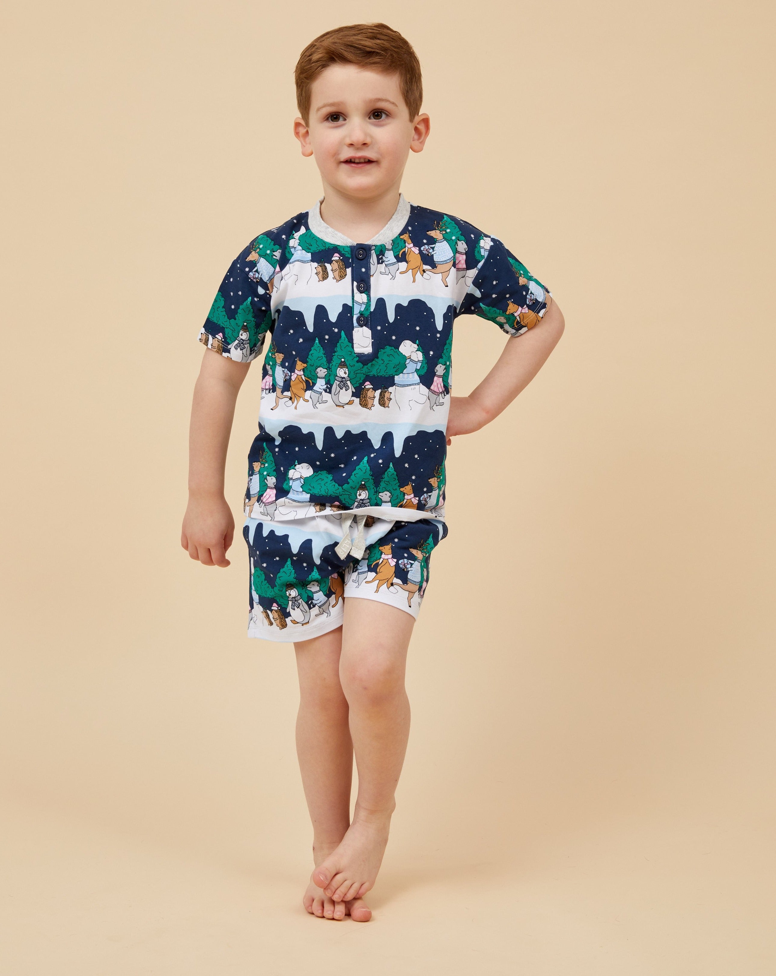 Snow Animals Kid's Short Christmas PJ's