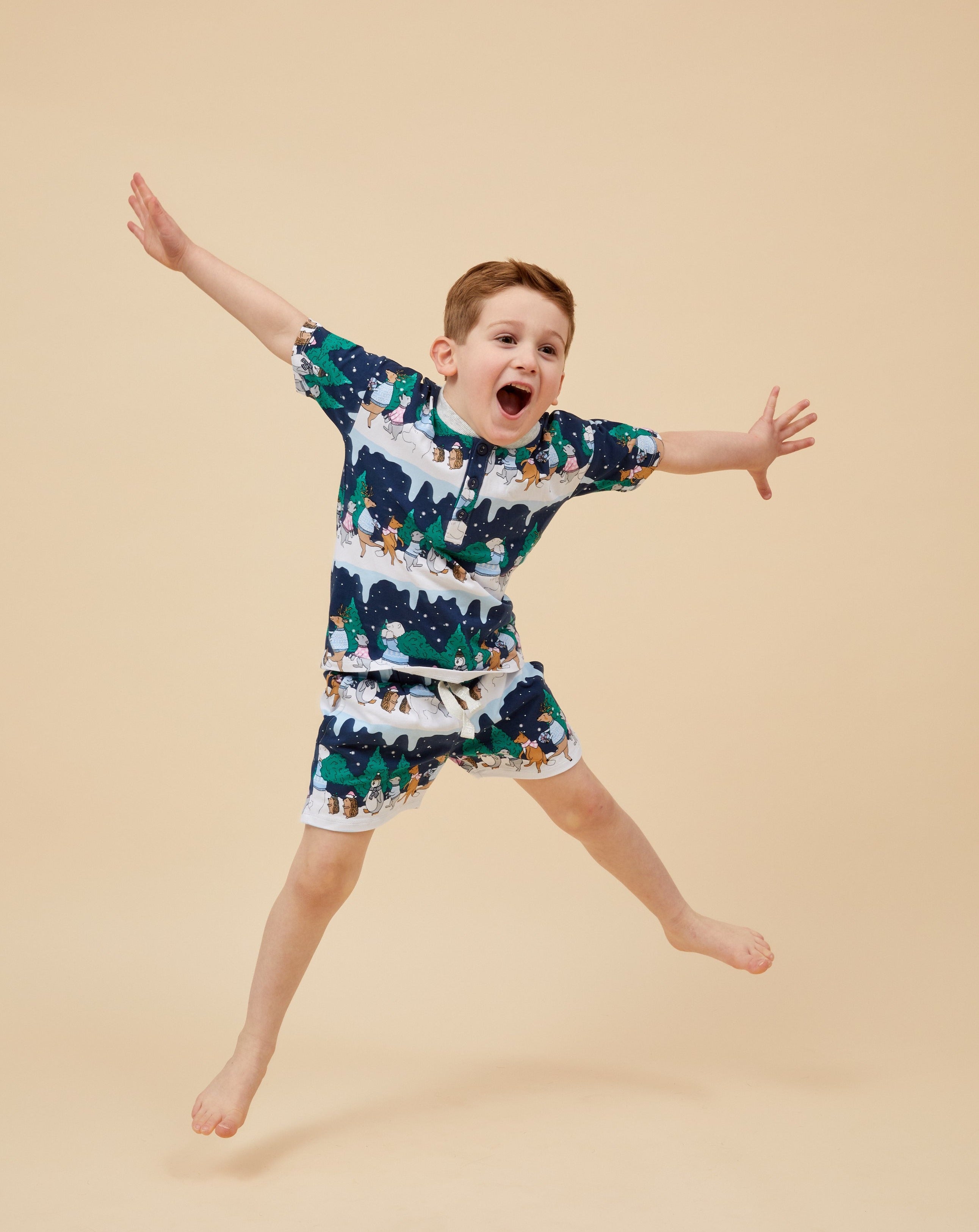 Snow Animals Kid's Short Christmas PJ's
