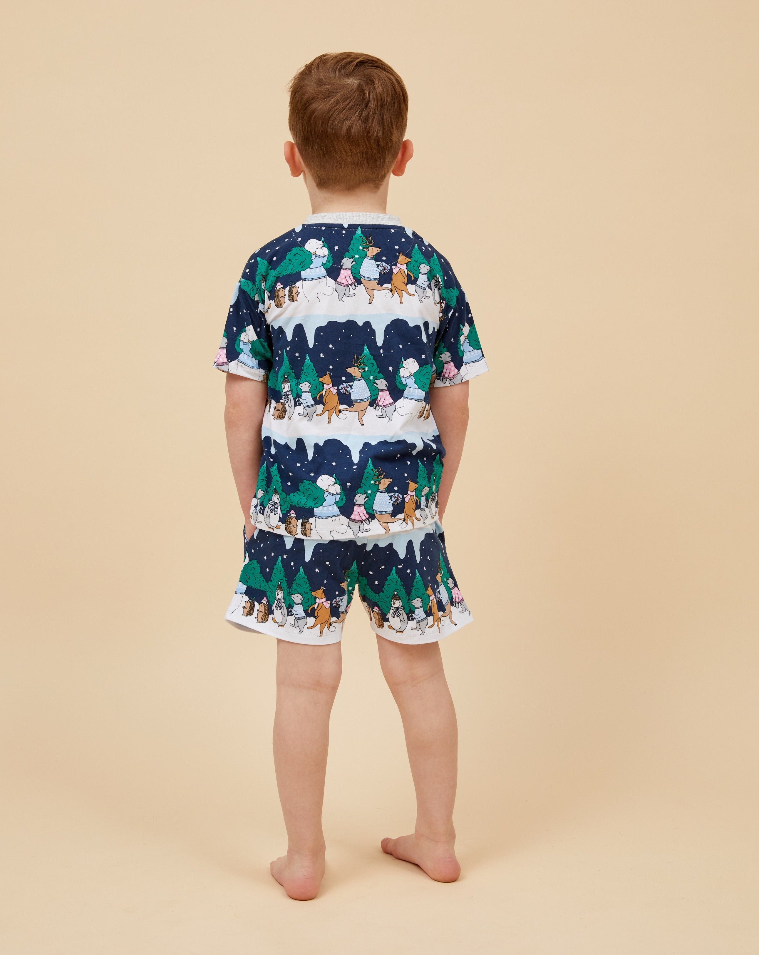 Snow Animals Kid's Short Christmas PJ's