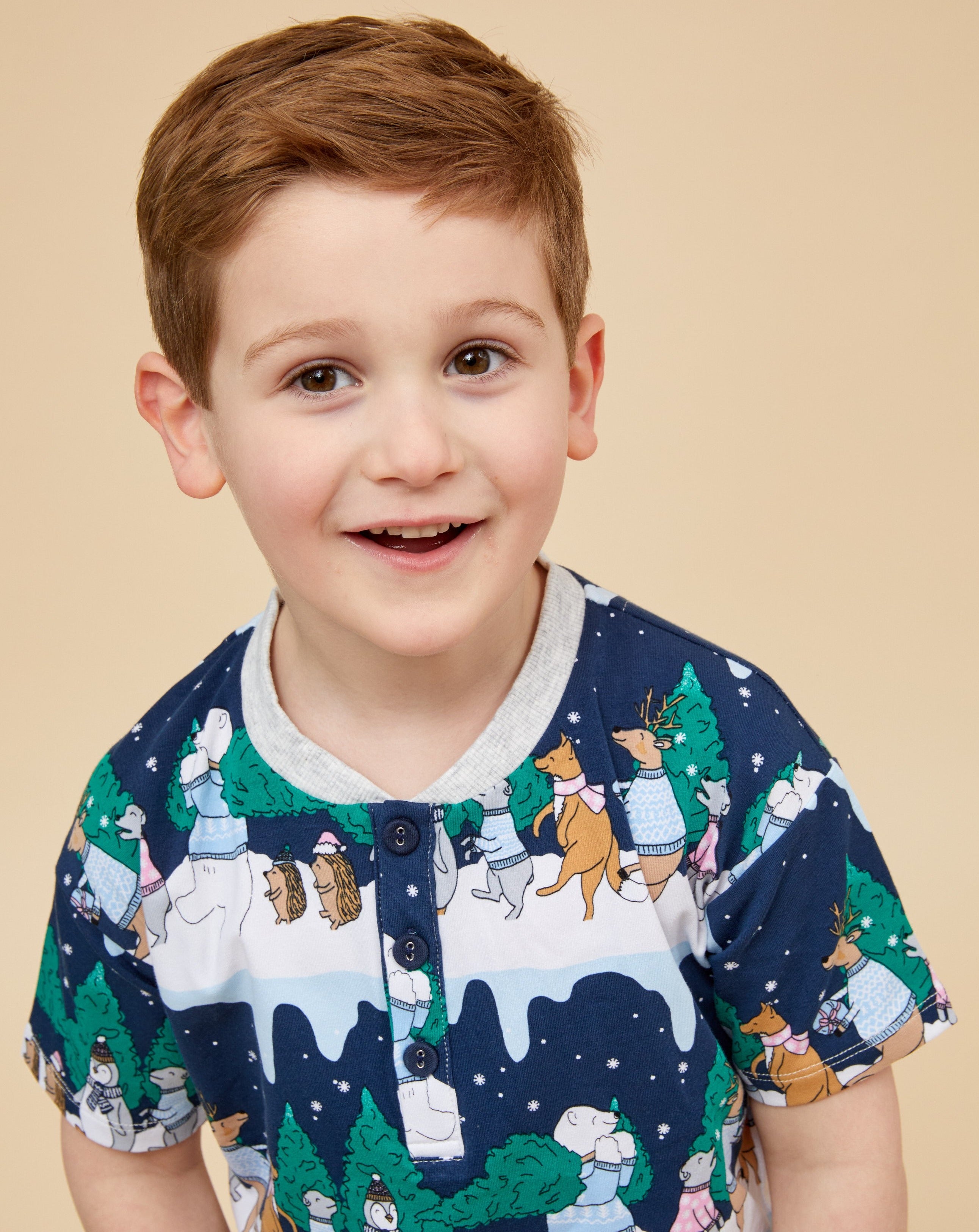 Snow Animals Kid's Short Christmas PJ's