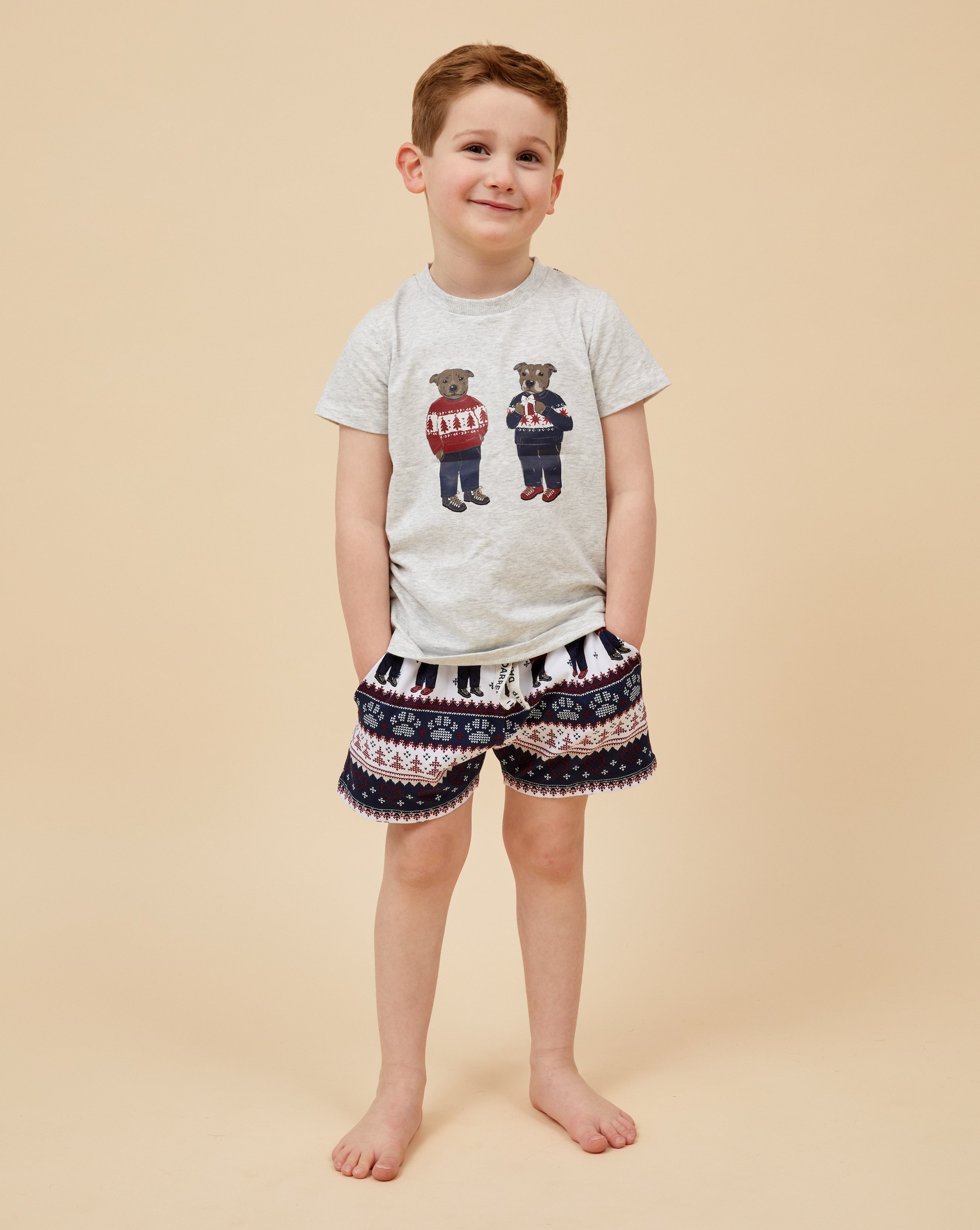 Staffy Bears Kid's Short Christmas PJ's