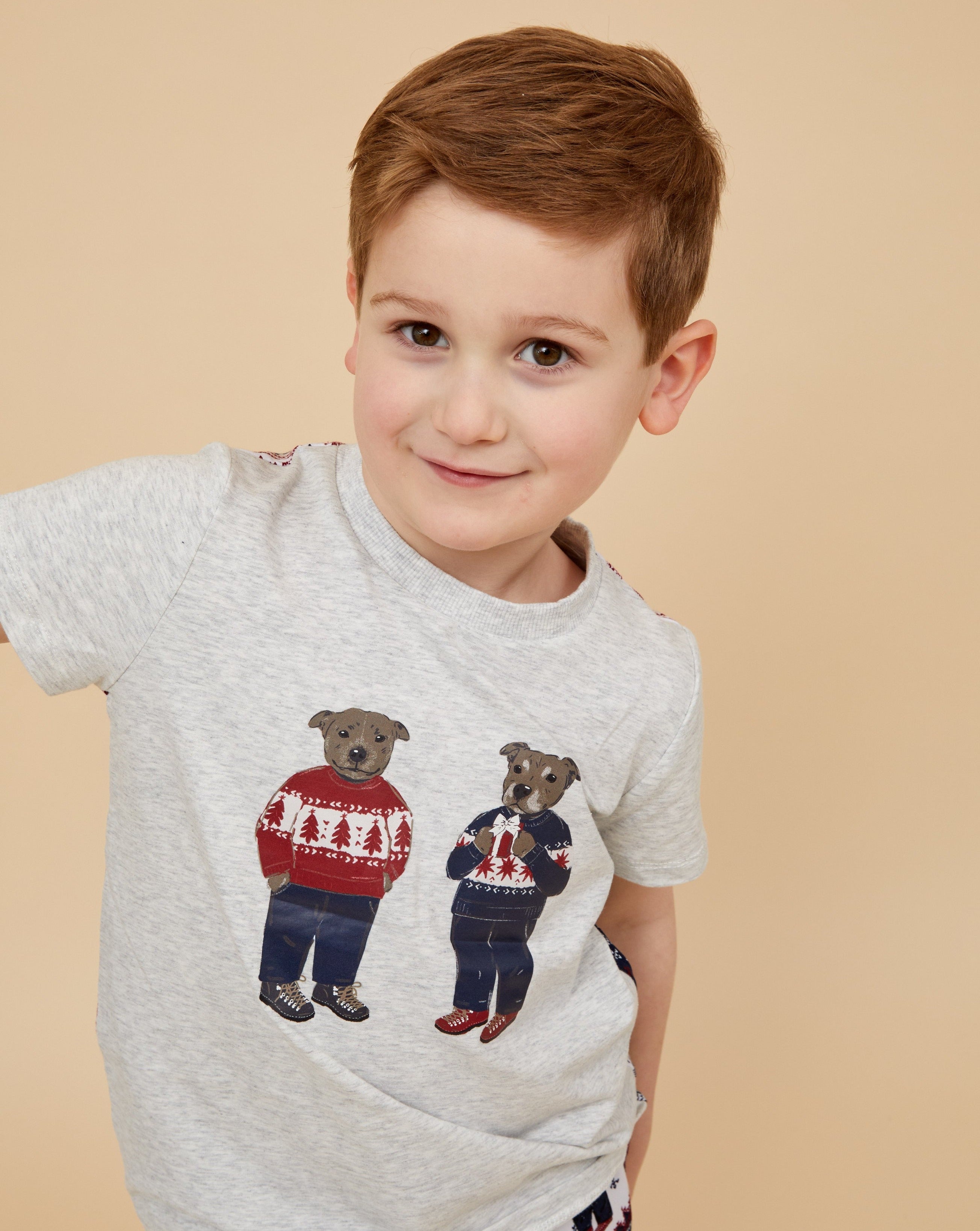 Staffy Bears Kid's Short Christmas PJ's
