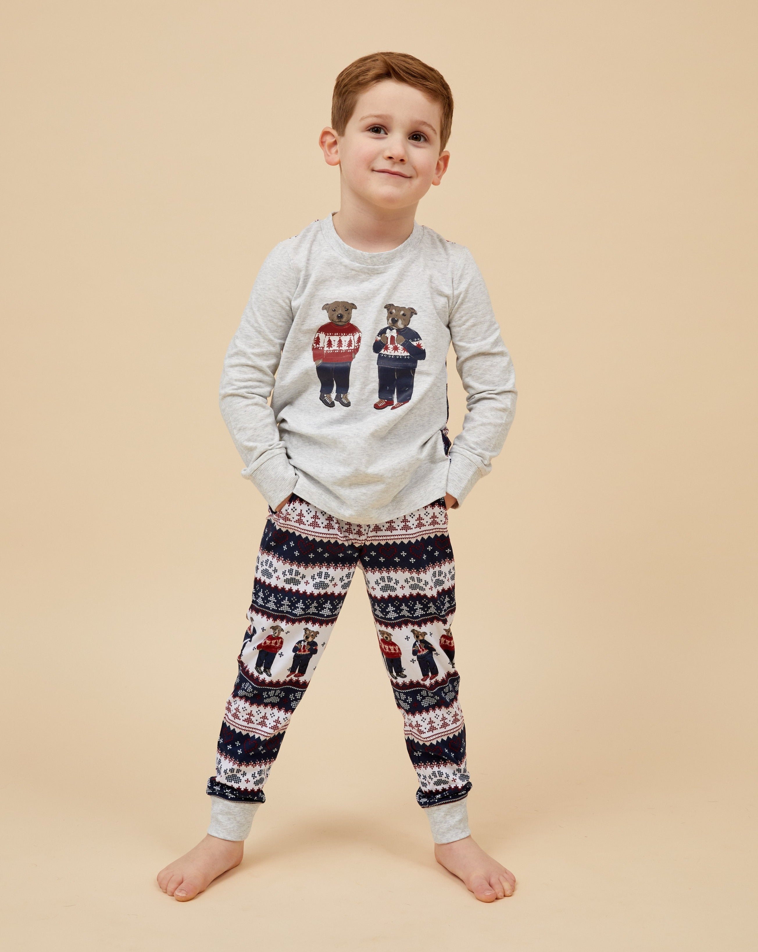 Staffy Bears Kids Long Christmas PJ's