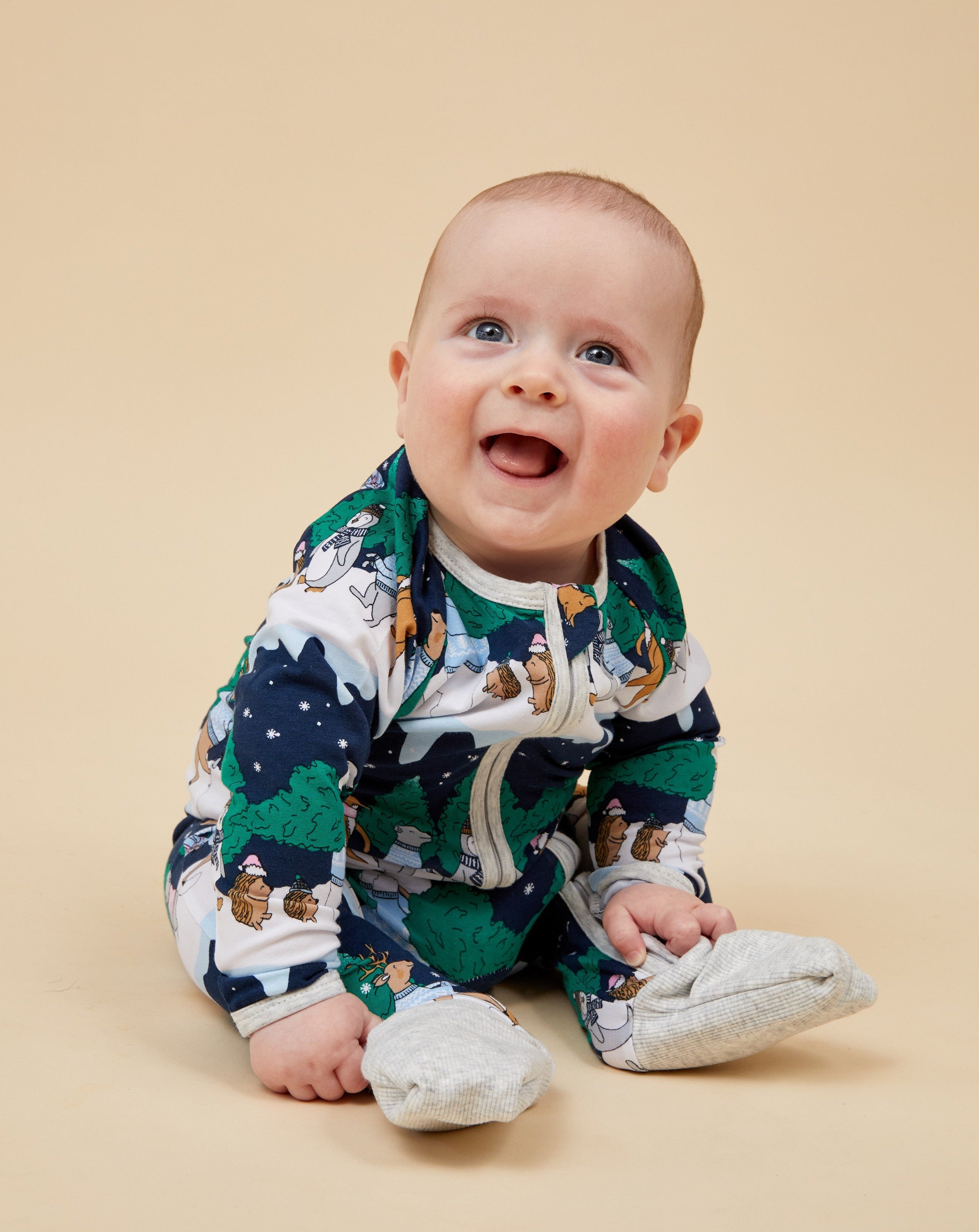 Snow Animals Christmas Baby Onesie