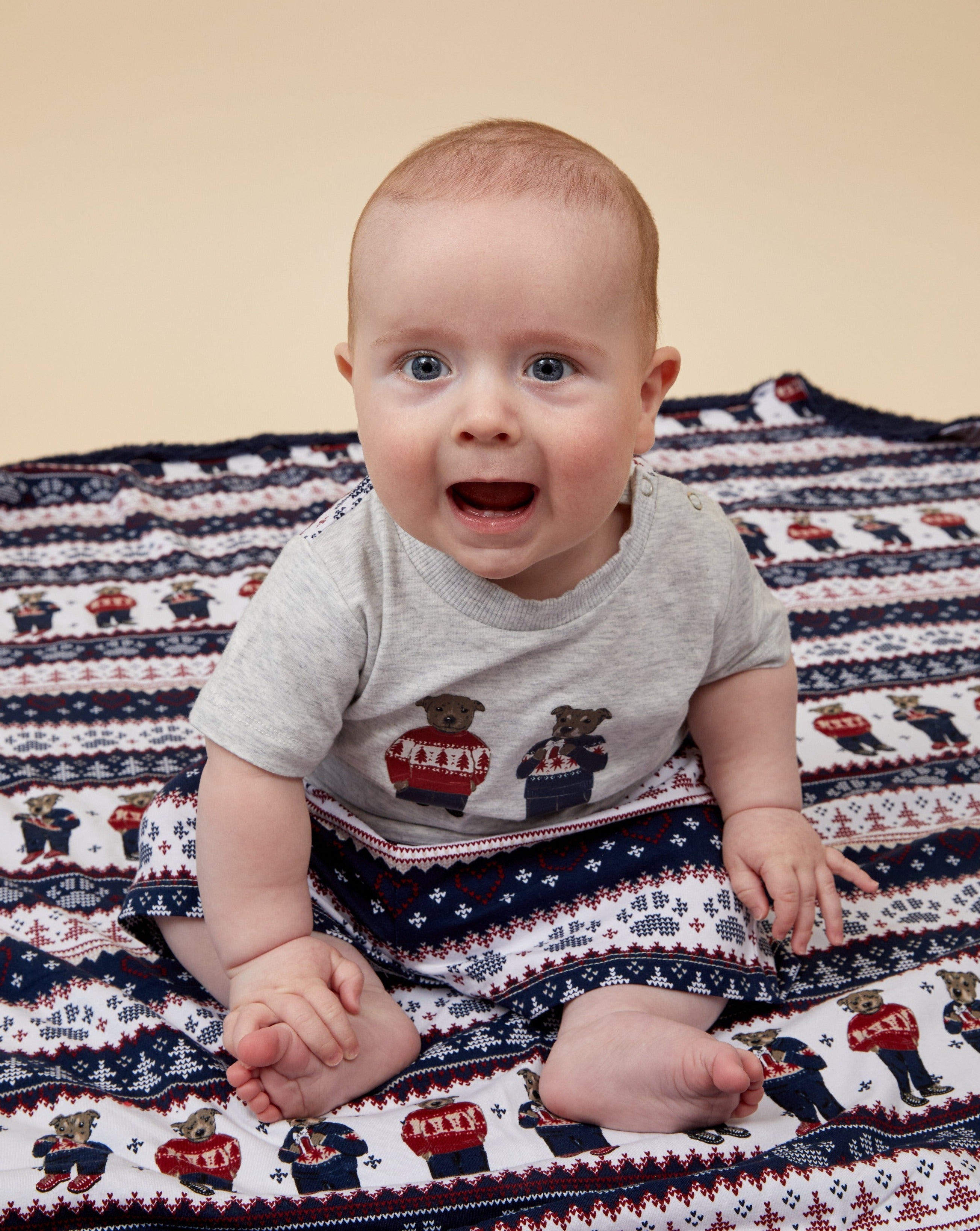 Darren and Phillip matching family pyjamas.