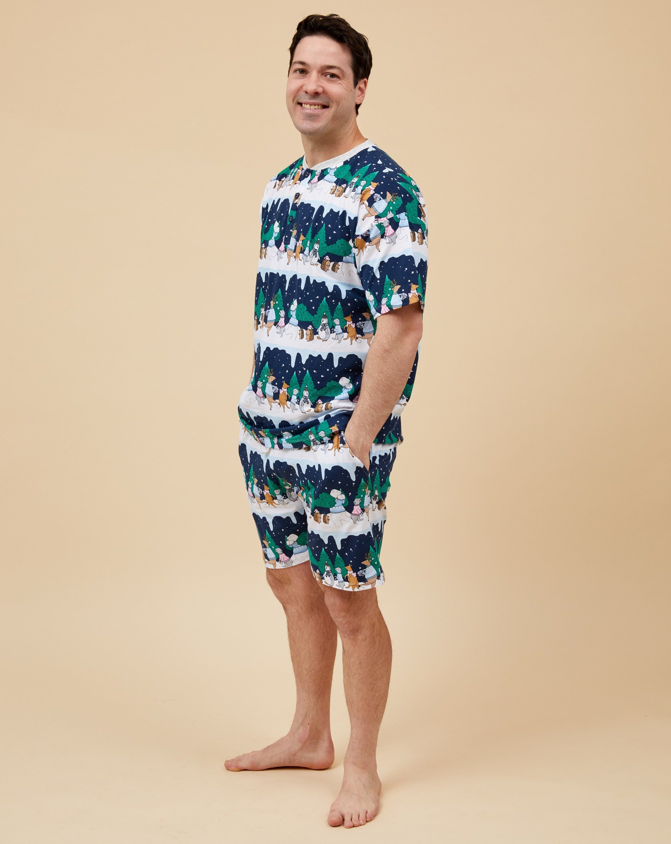 Snow Animals Men's Short Christmas Pyjamas