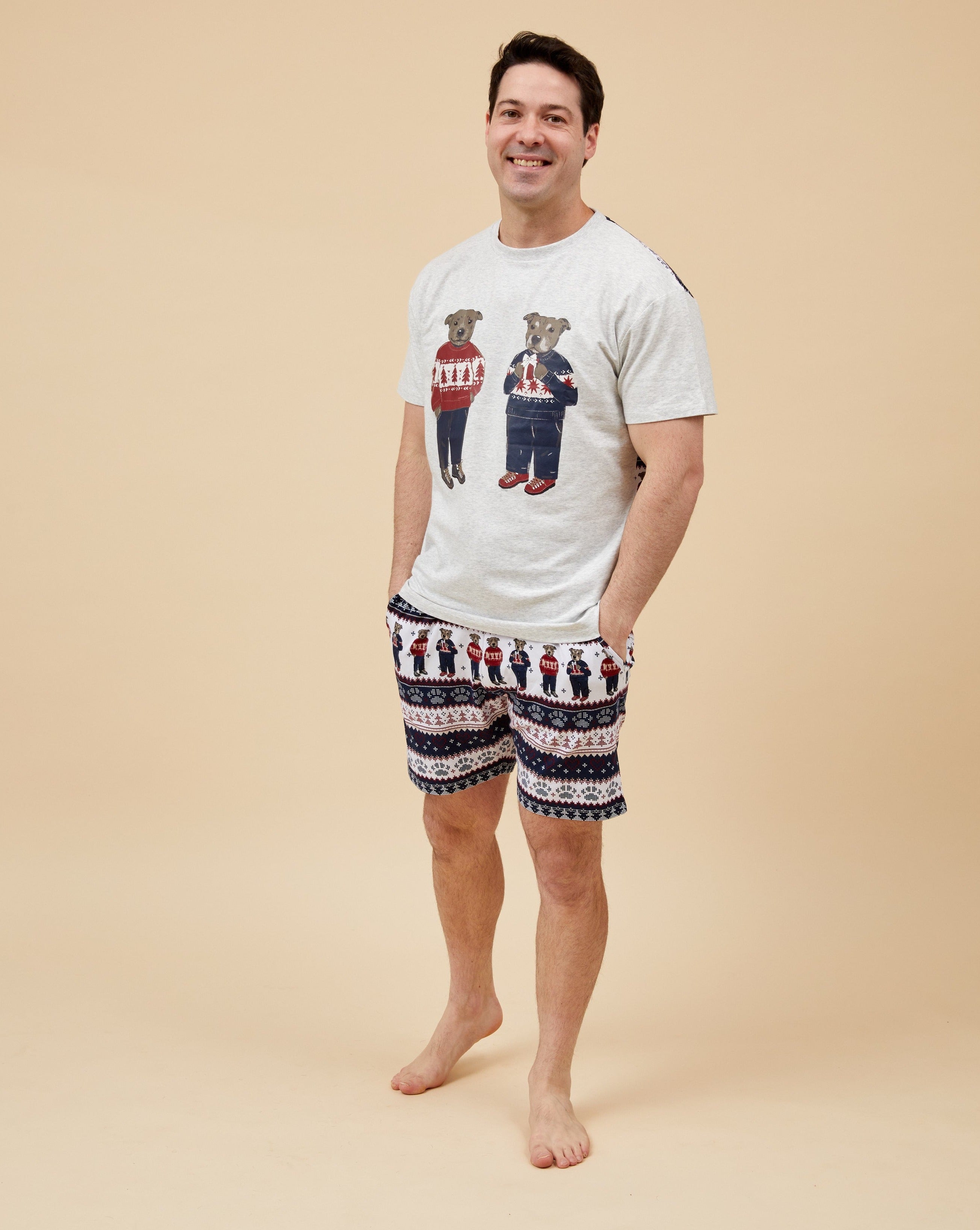 Staffy Bears Men's Short Christmas Pyjamas