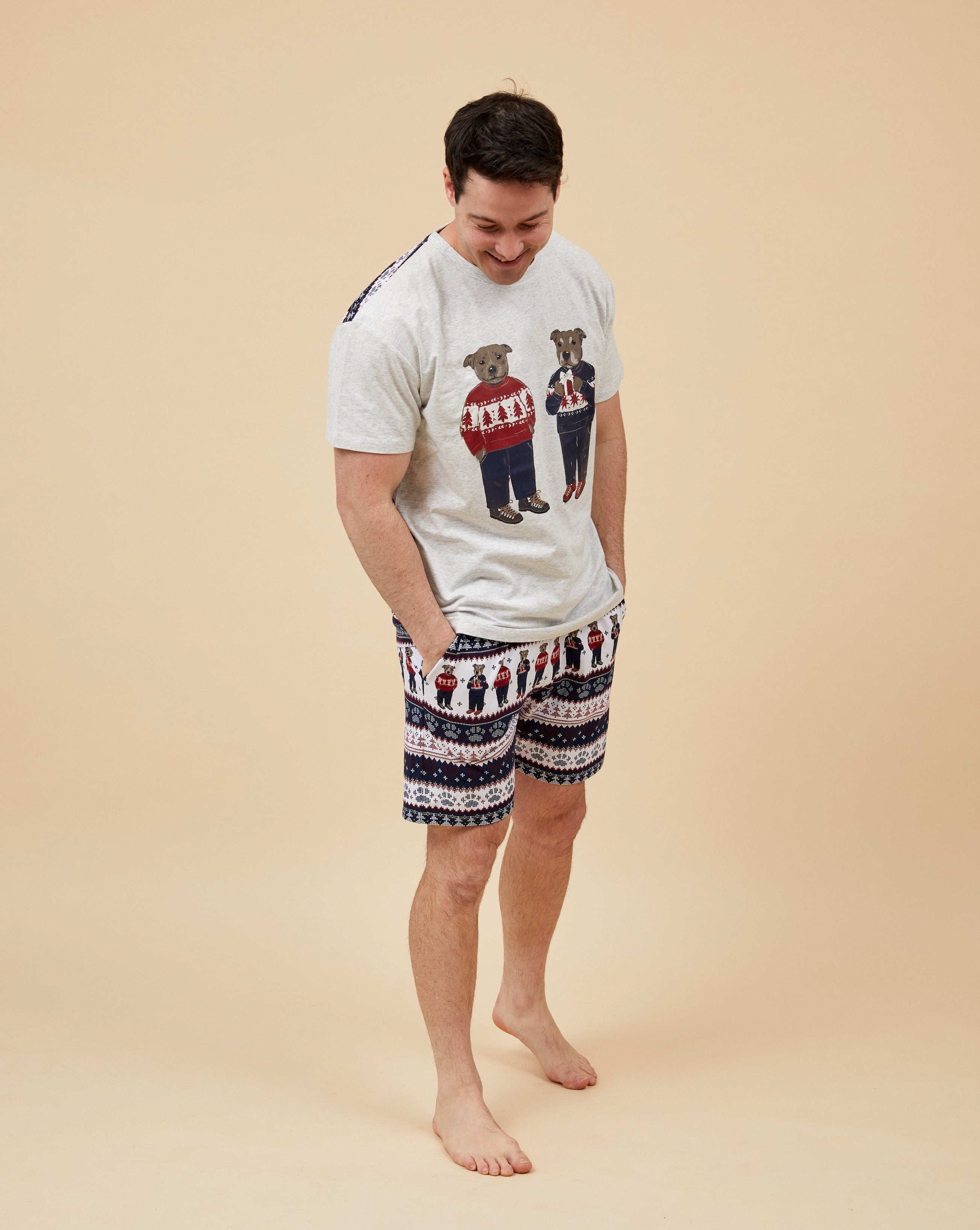 Staffy Bears Men's Short Christmas Pyjamas