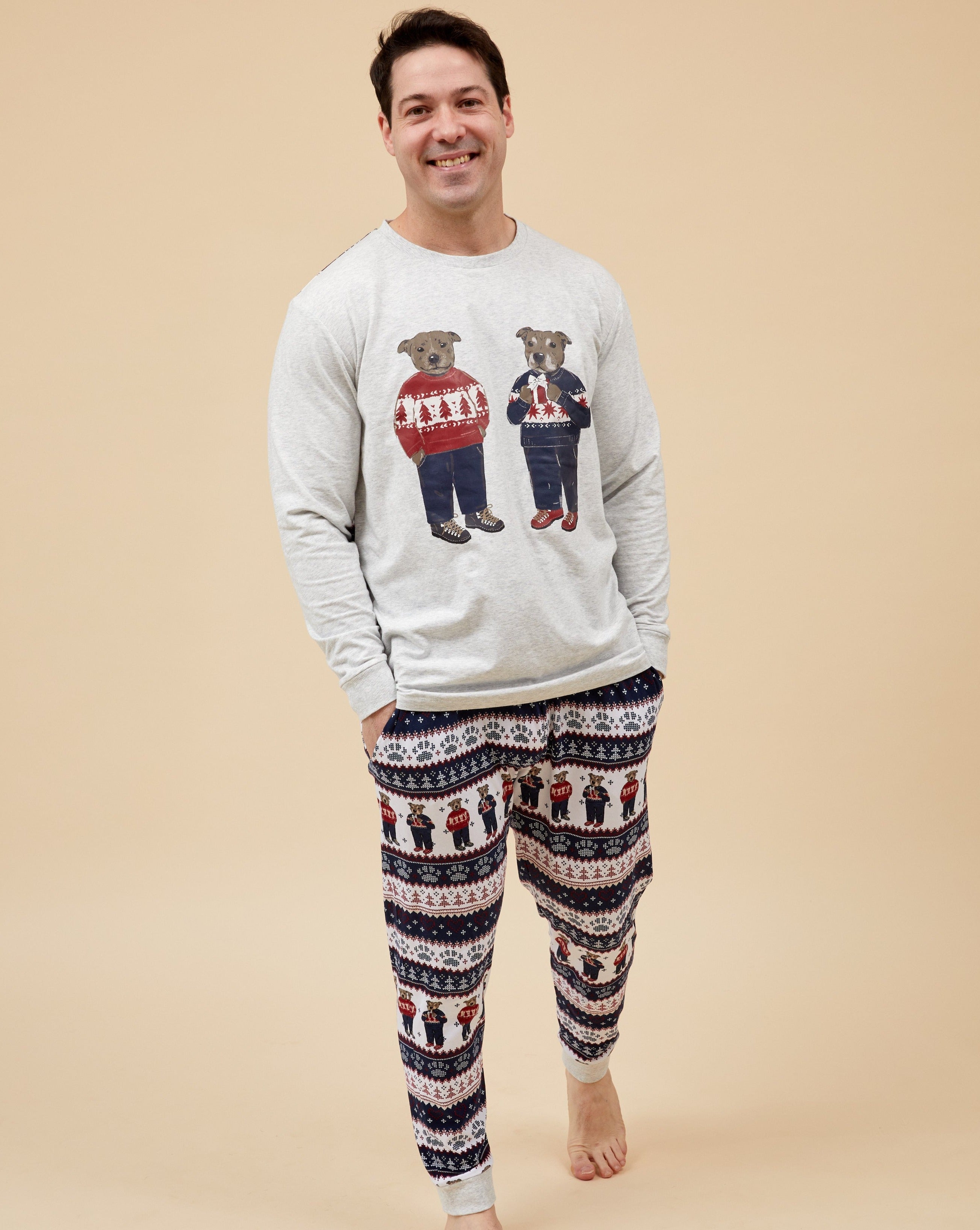 Staffy Bears Men's Long Christmas Pyjamas