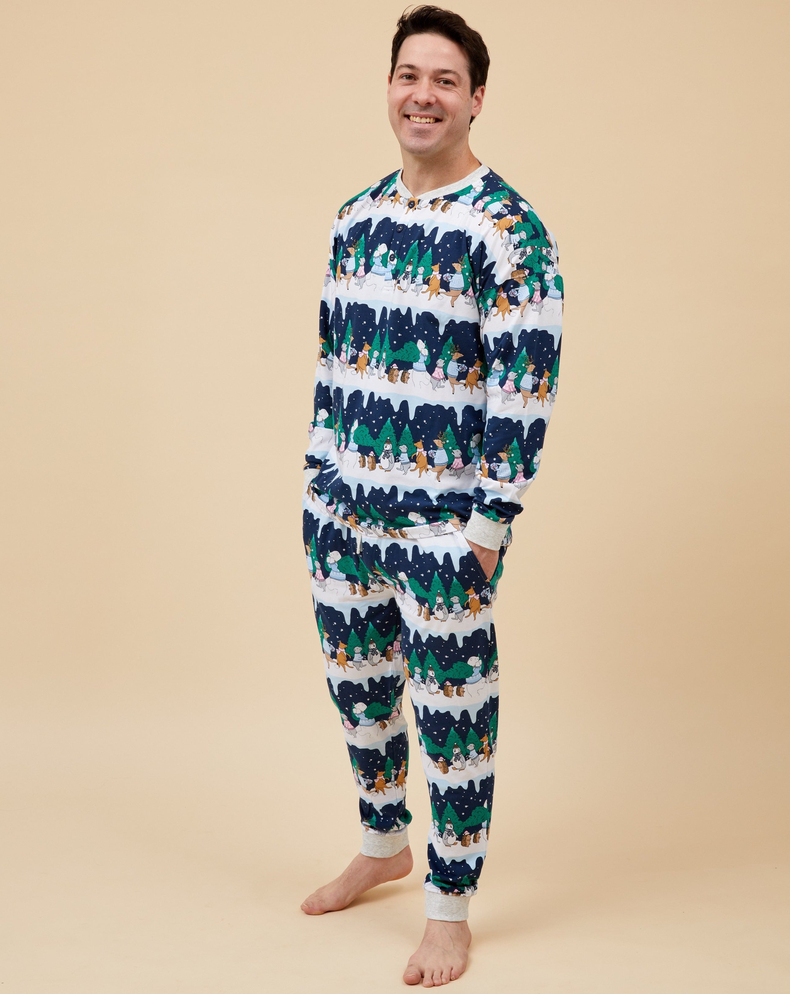 Snow Animals Men's Long Christmas Pyjamas