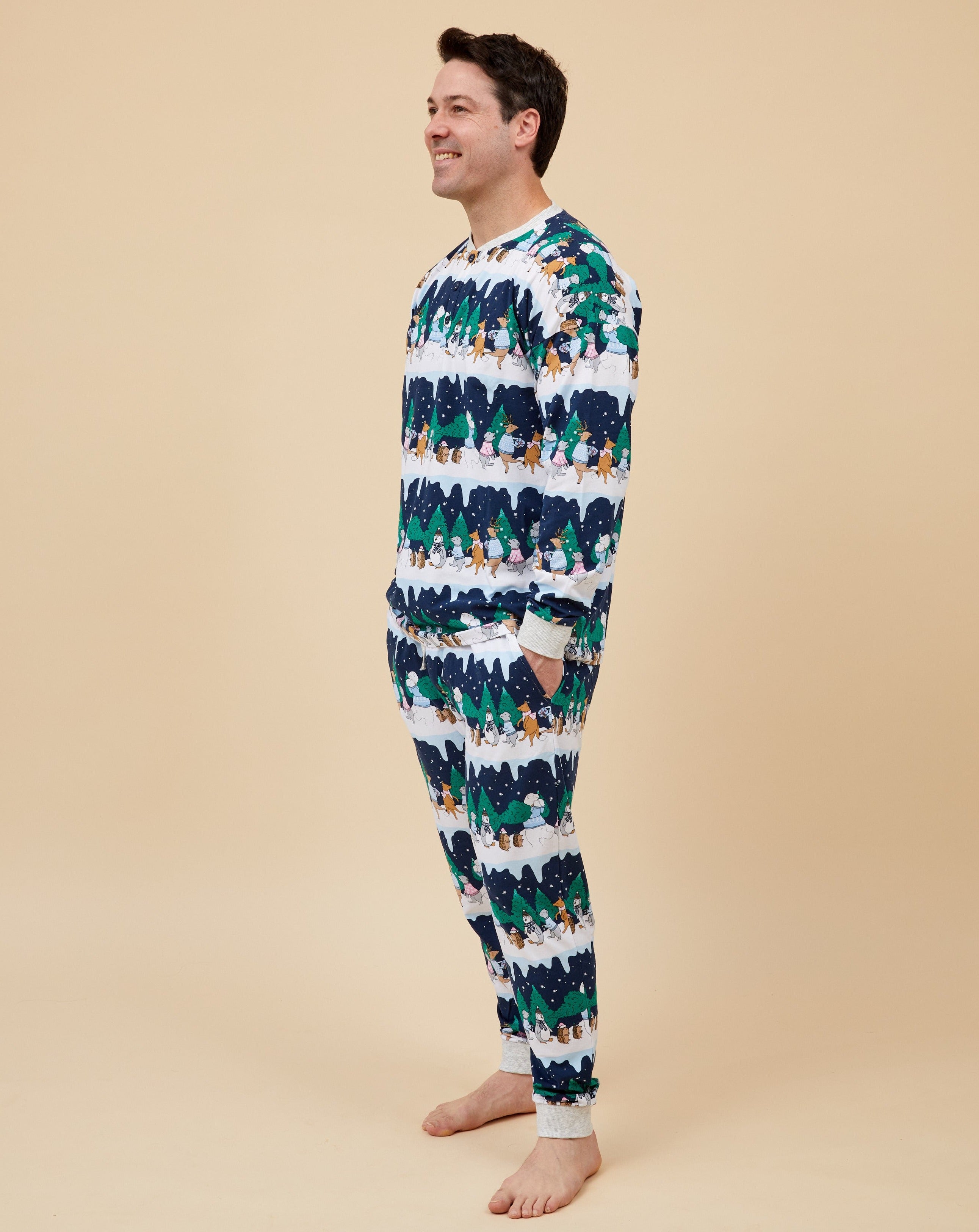 Snow Animals Men's Long Christmas Pyjamas