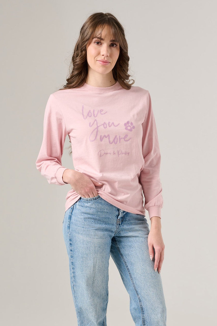 Love You More Women's Long Sleeve Tee | Pink