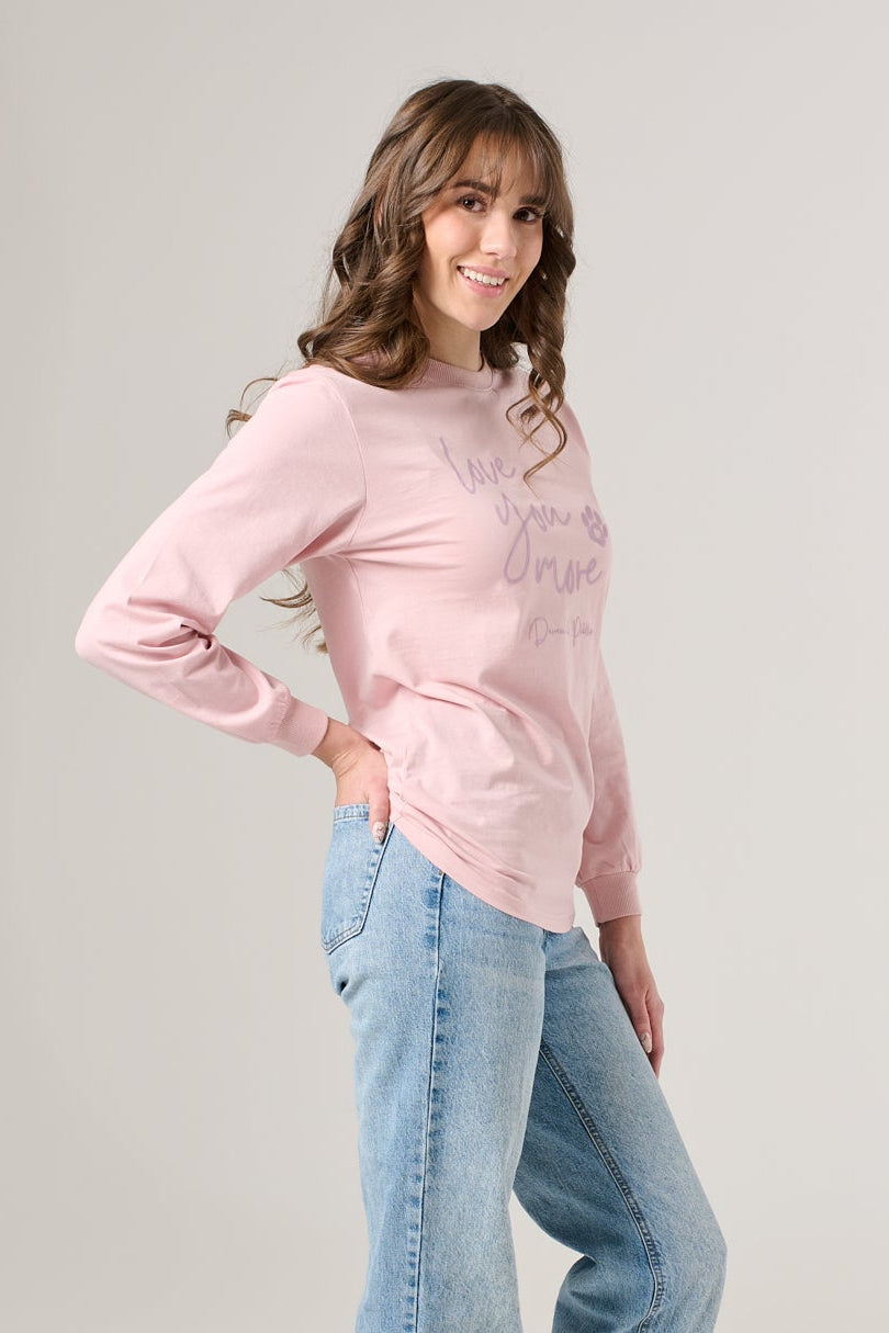 Love You More Women's Long Sleeve Tee | Pink