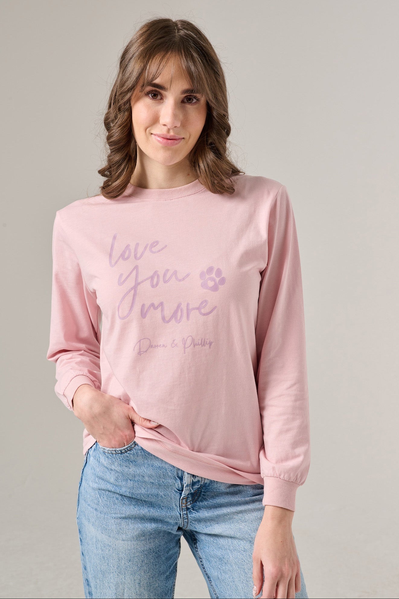 Love You More Women's Long Sleeve Tee | Pink