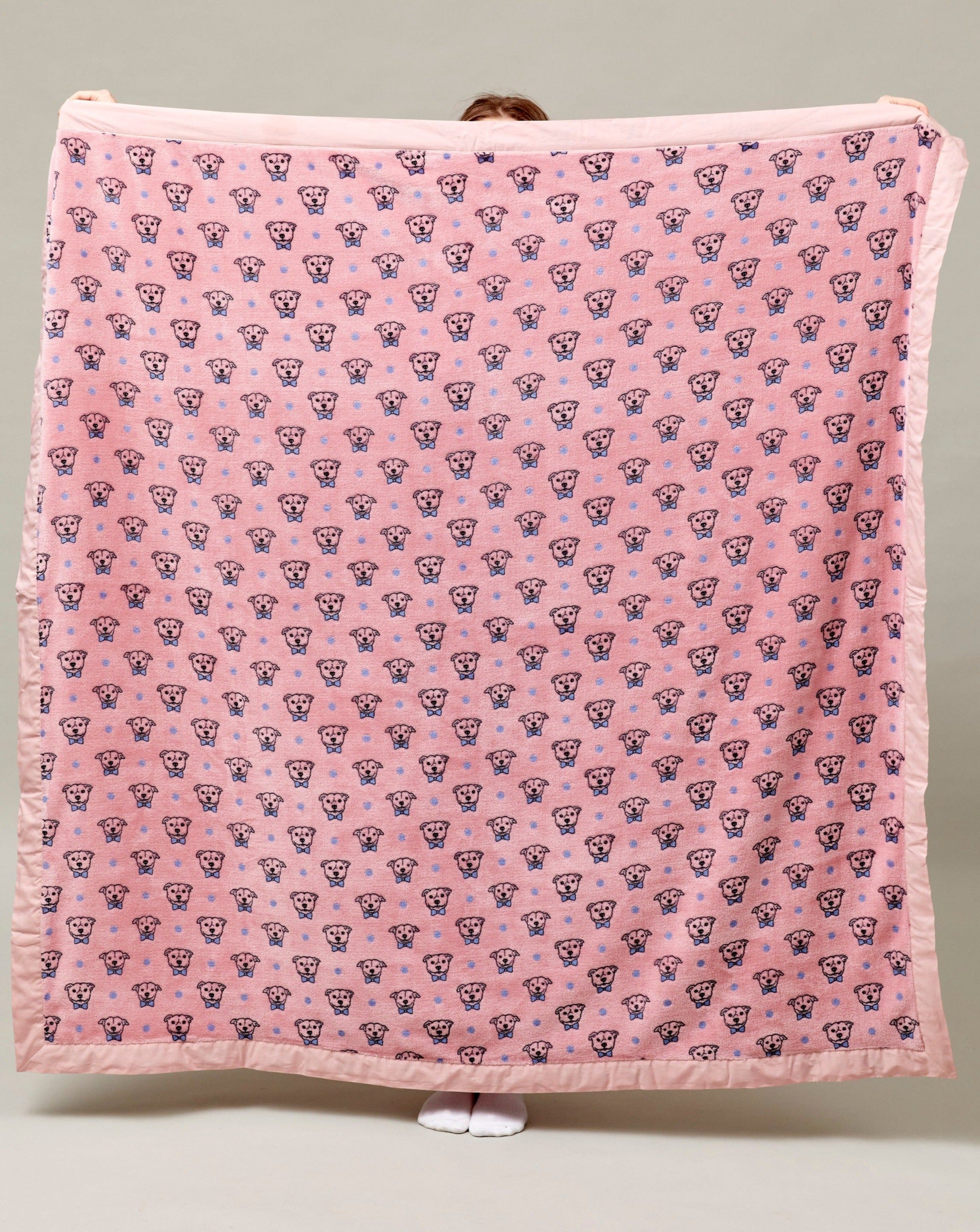 Darren and Phillip pink fleece dog blanket.