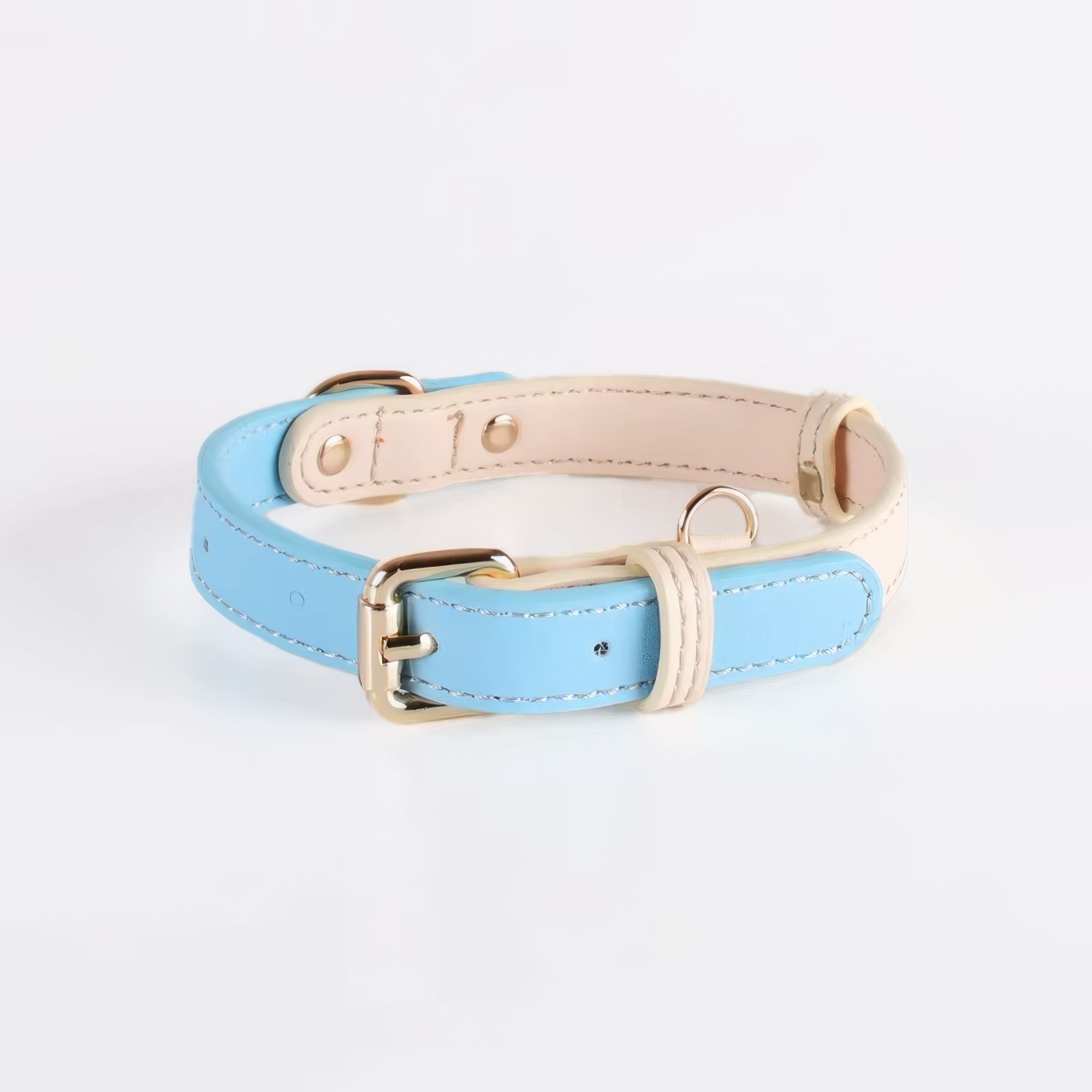 Capri Leather Collar & Leash Set - Sky