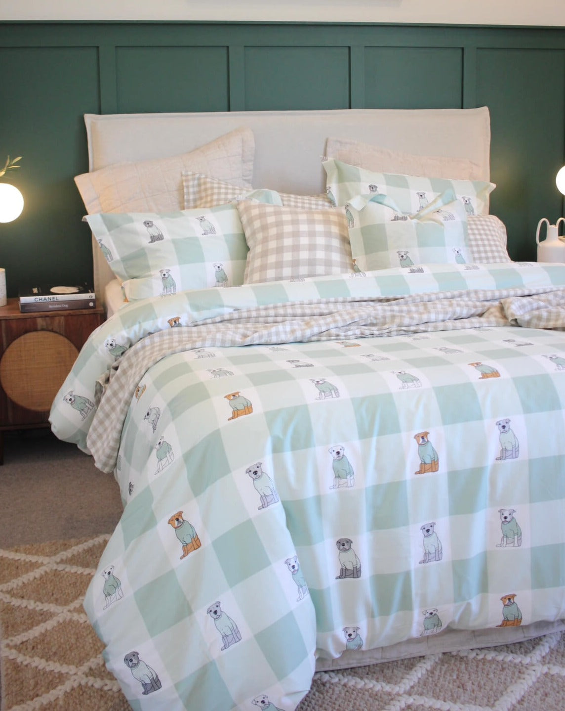 Darren and Phillip dog print quilt cover.