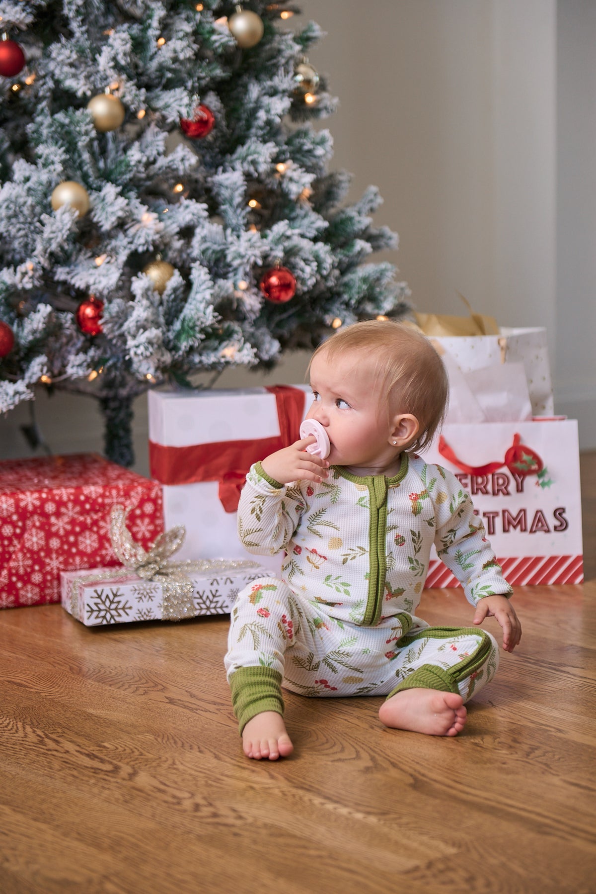 Baby Long Christmas Onesie PJs | Mistle-Toes