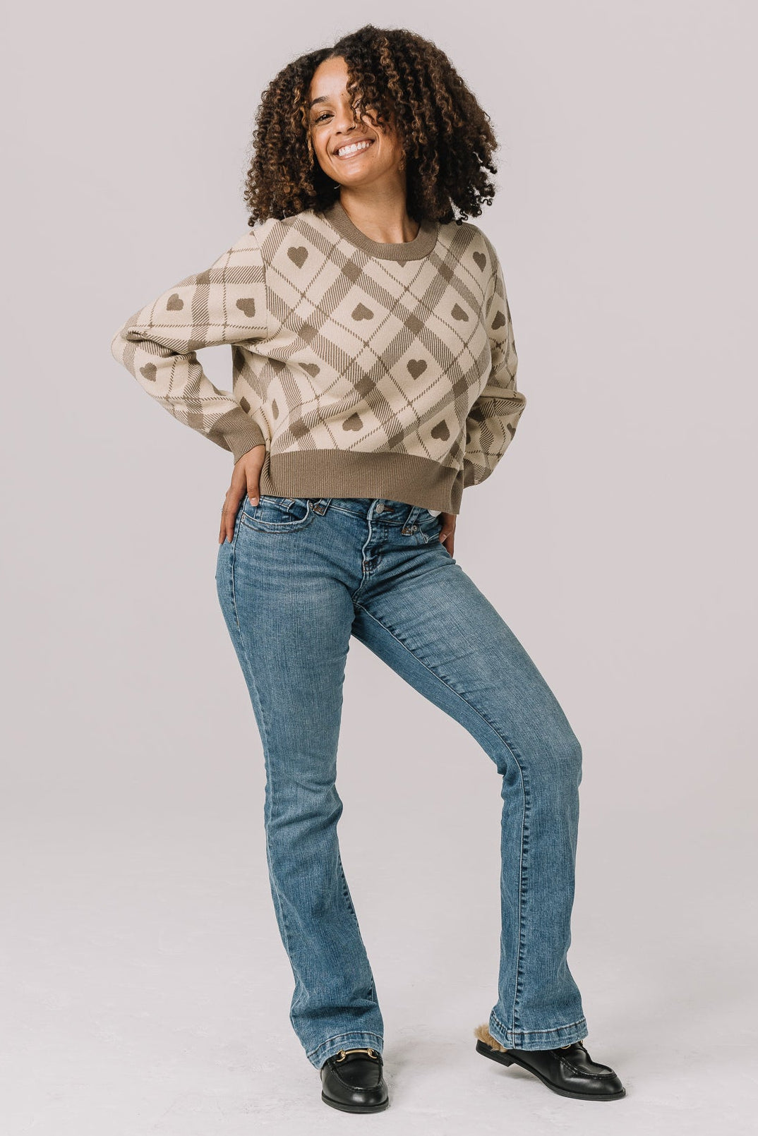 Beloved Plaid Women's Crop Sweater | Gray