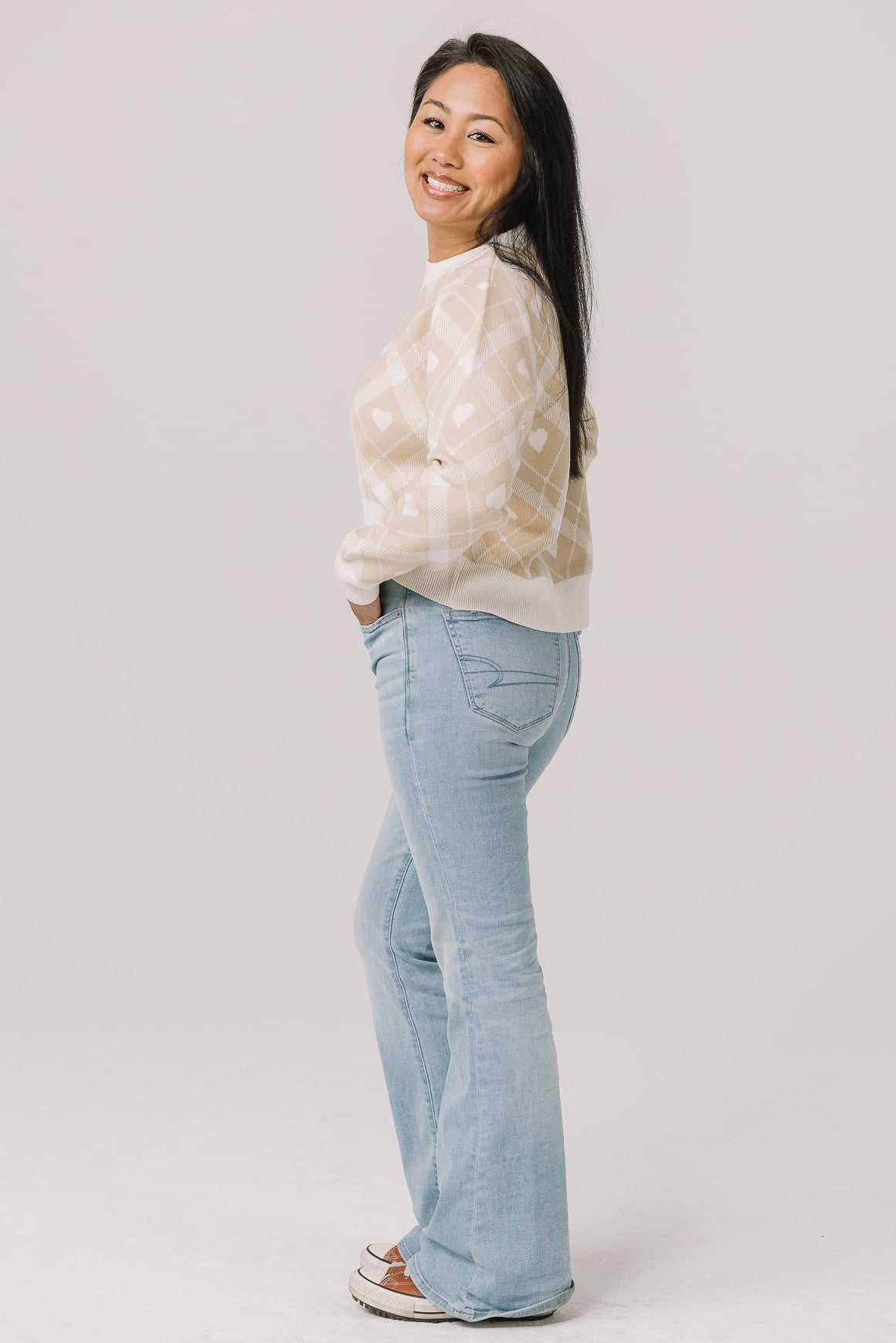 Beloved Plaid Women's Crop Sweater | Natural