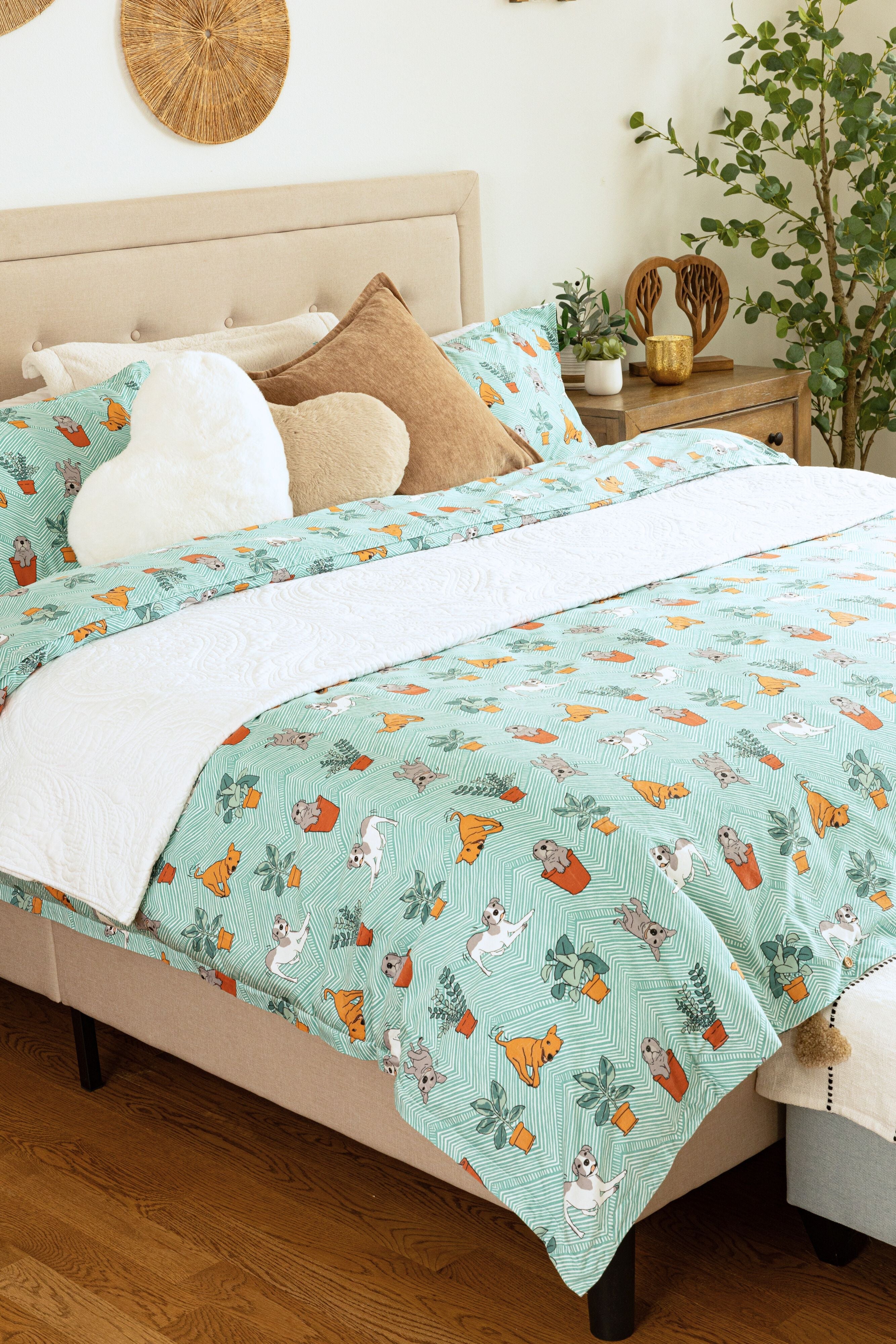 Duvet Cover Set | Playful Pups & Plants