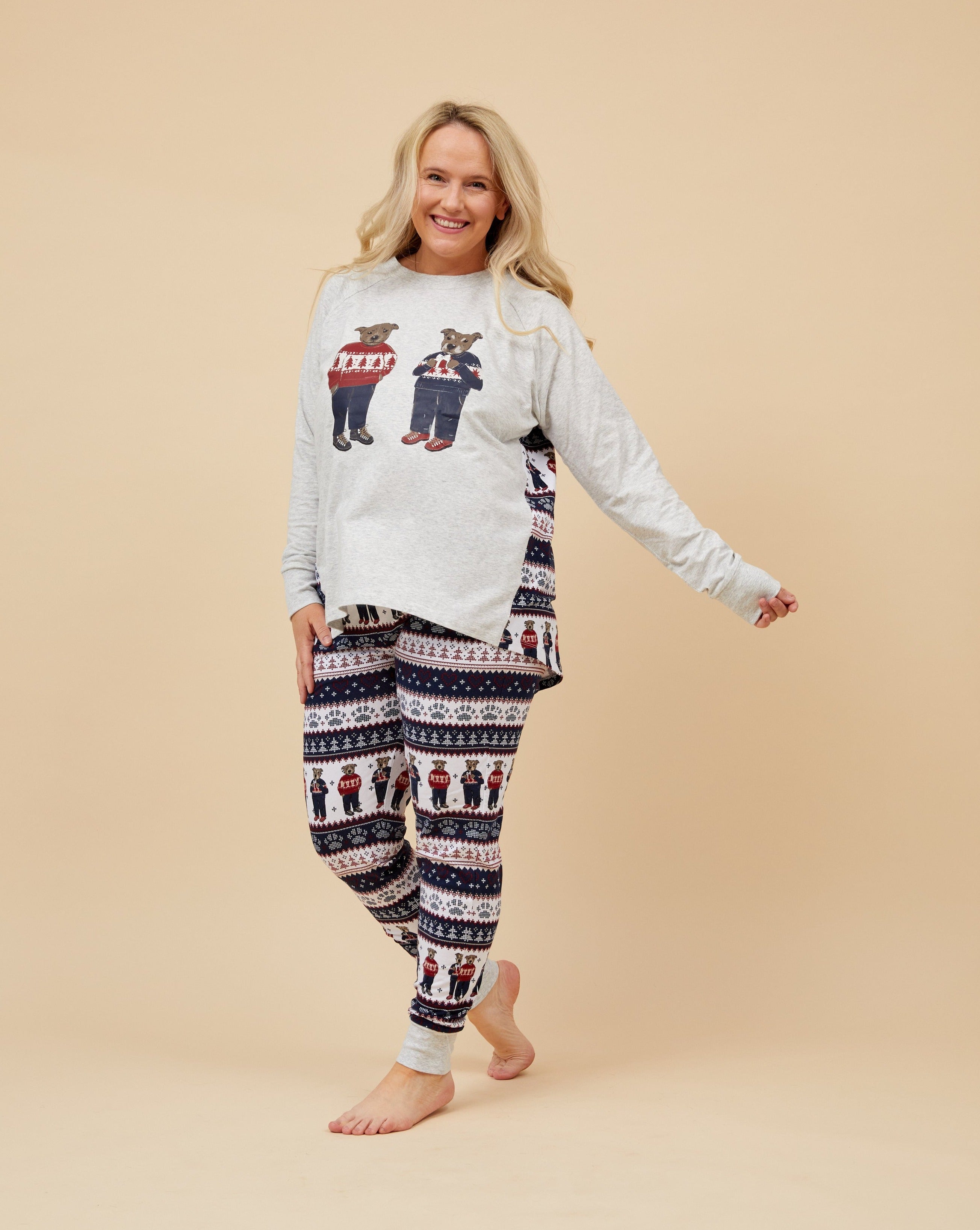 Staffy Bears Womens Long Christmas Pyjamas