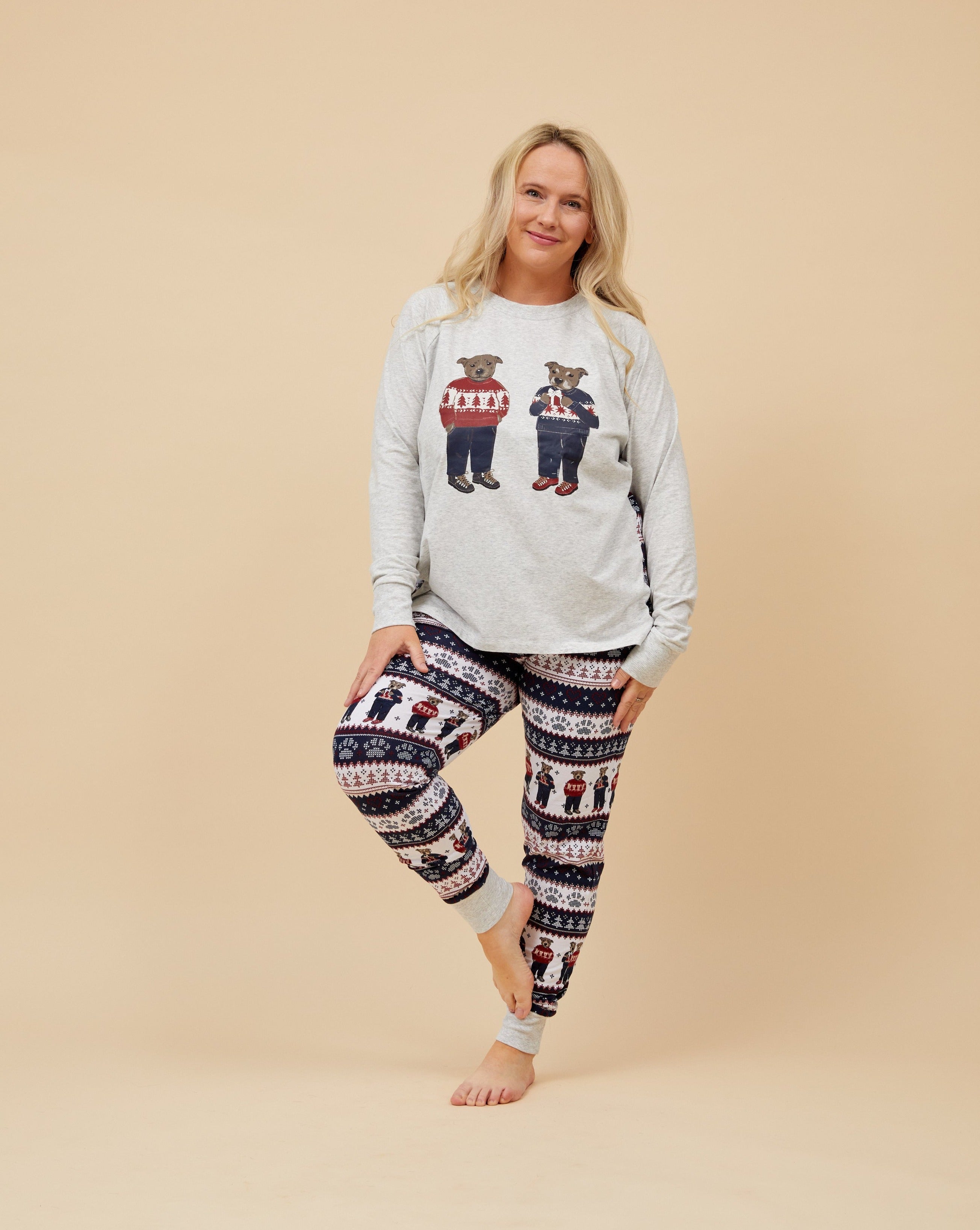 Staffy Bears Womens Long Christmas Pyjamas