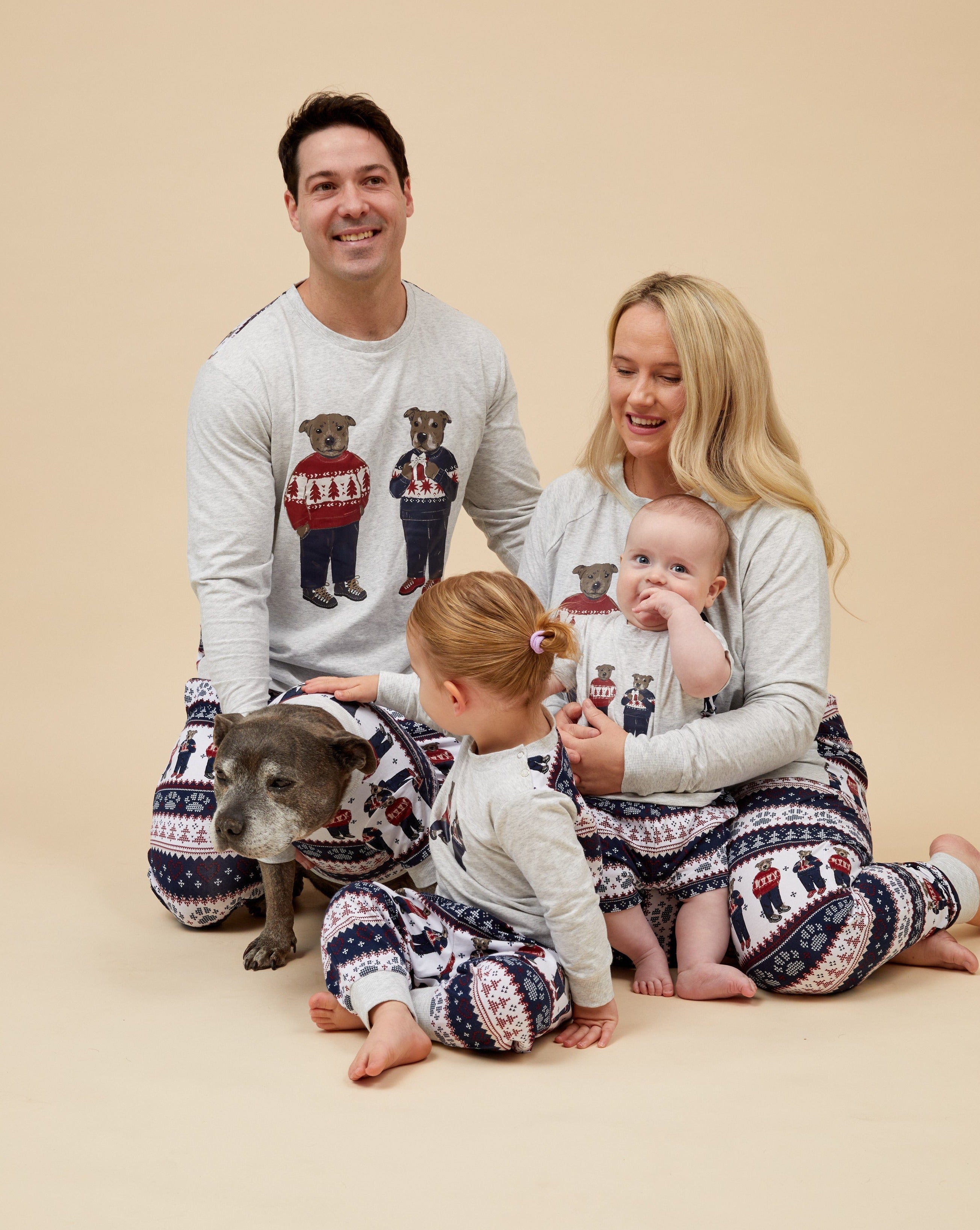 Darren and Phillip match your dog Christmas pyjamas.