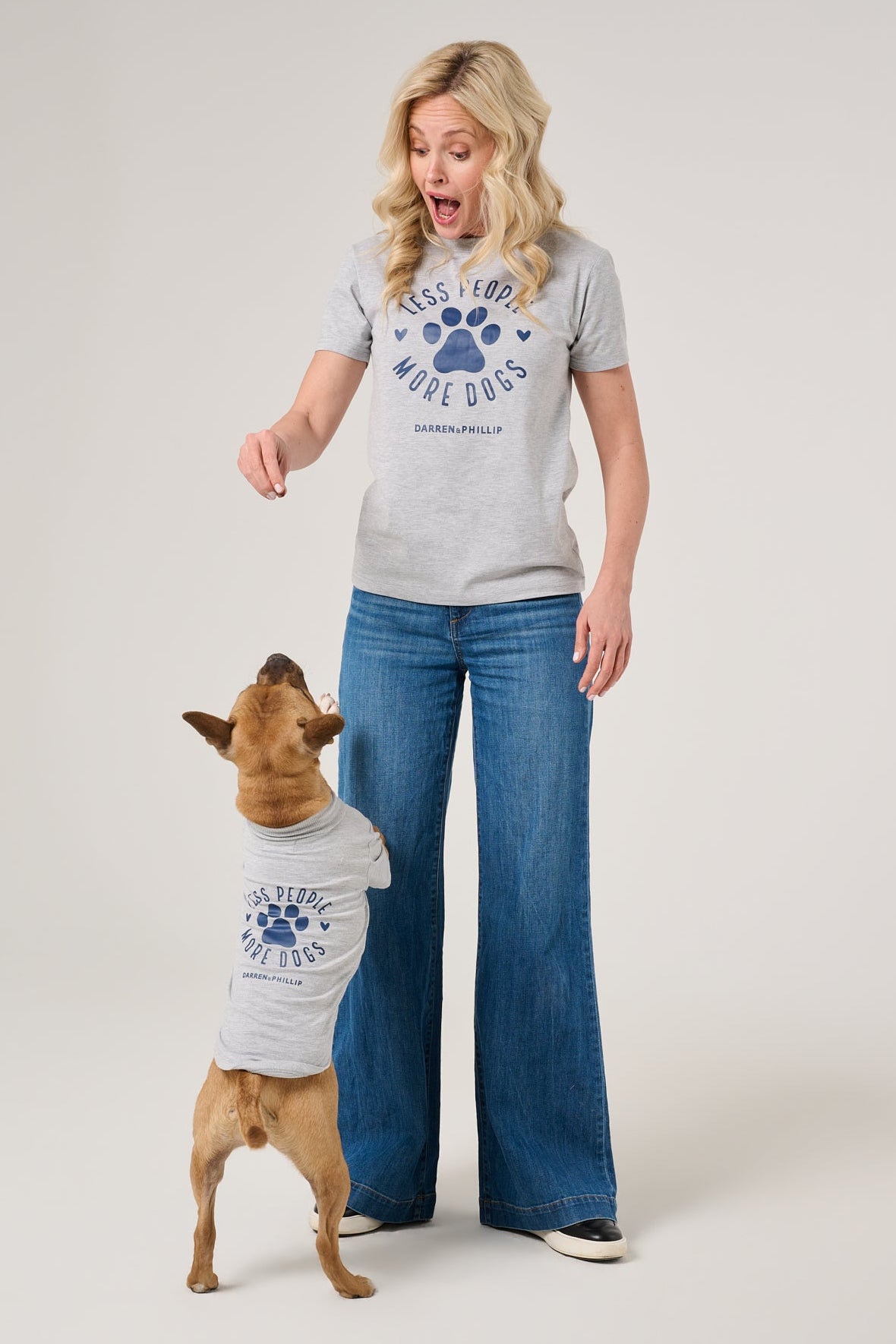Less People More Dogs Women's Tee | Heather Gray