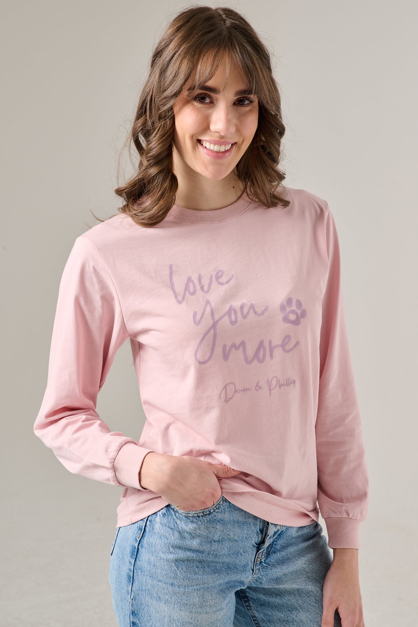 Love You More Women's Long Sleeve Tee | Pink