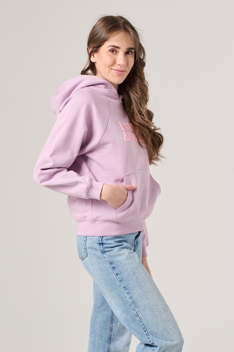Puff Print Women's Raglan Hoodie | Lilac
