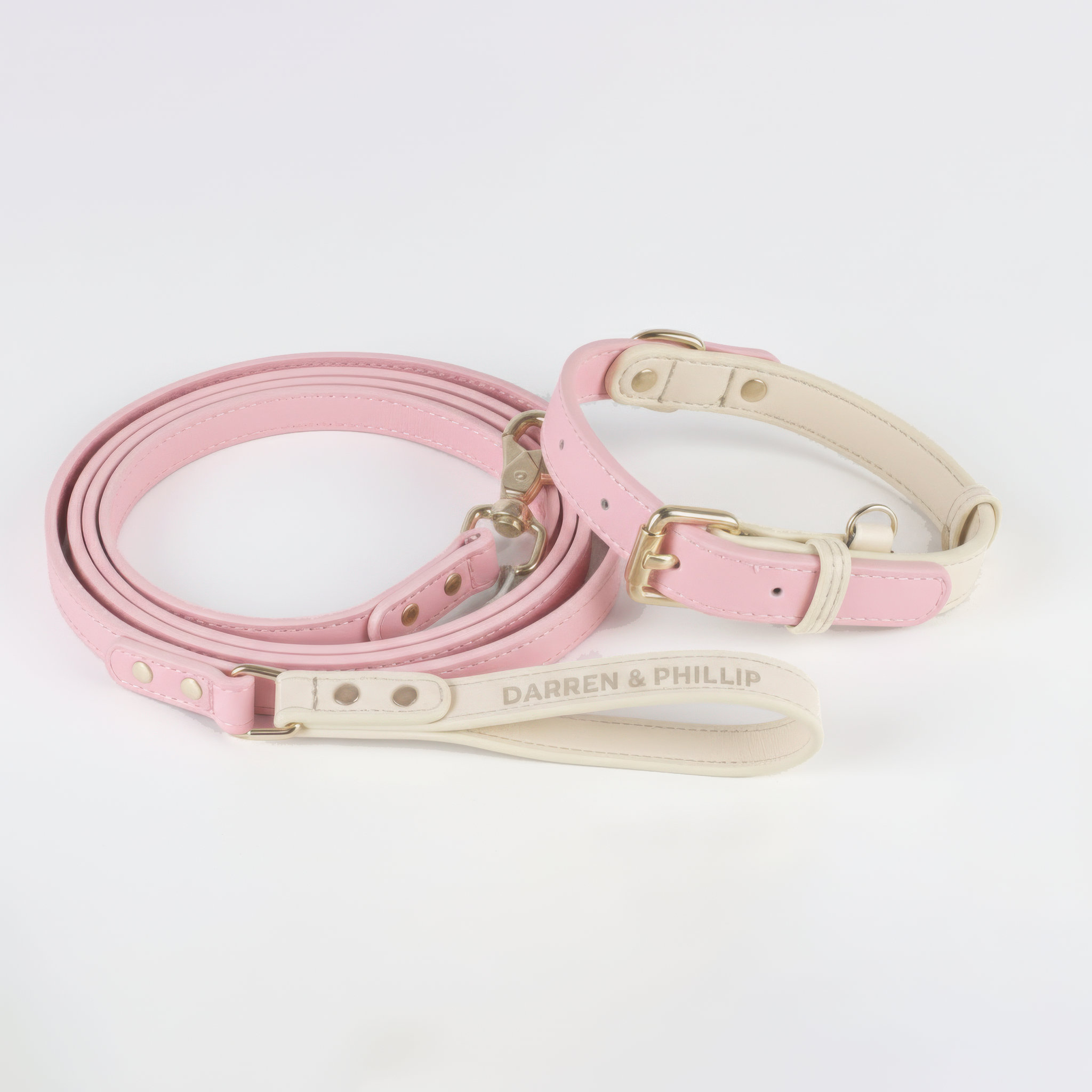 Capri Leather Collar & Leash Set - Rose
