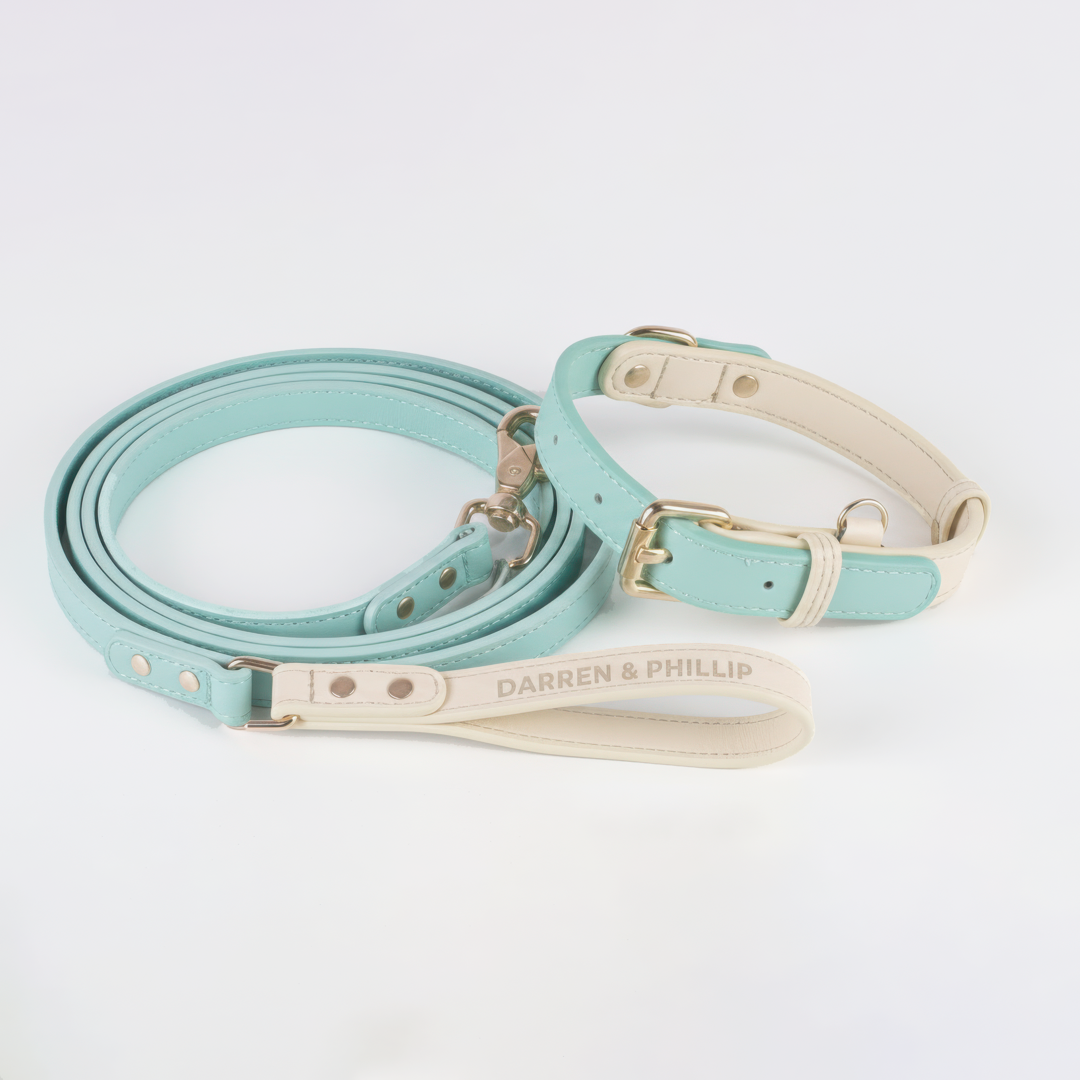 Capri Leather Collar & Leash Set - Mint