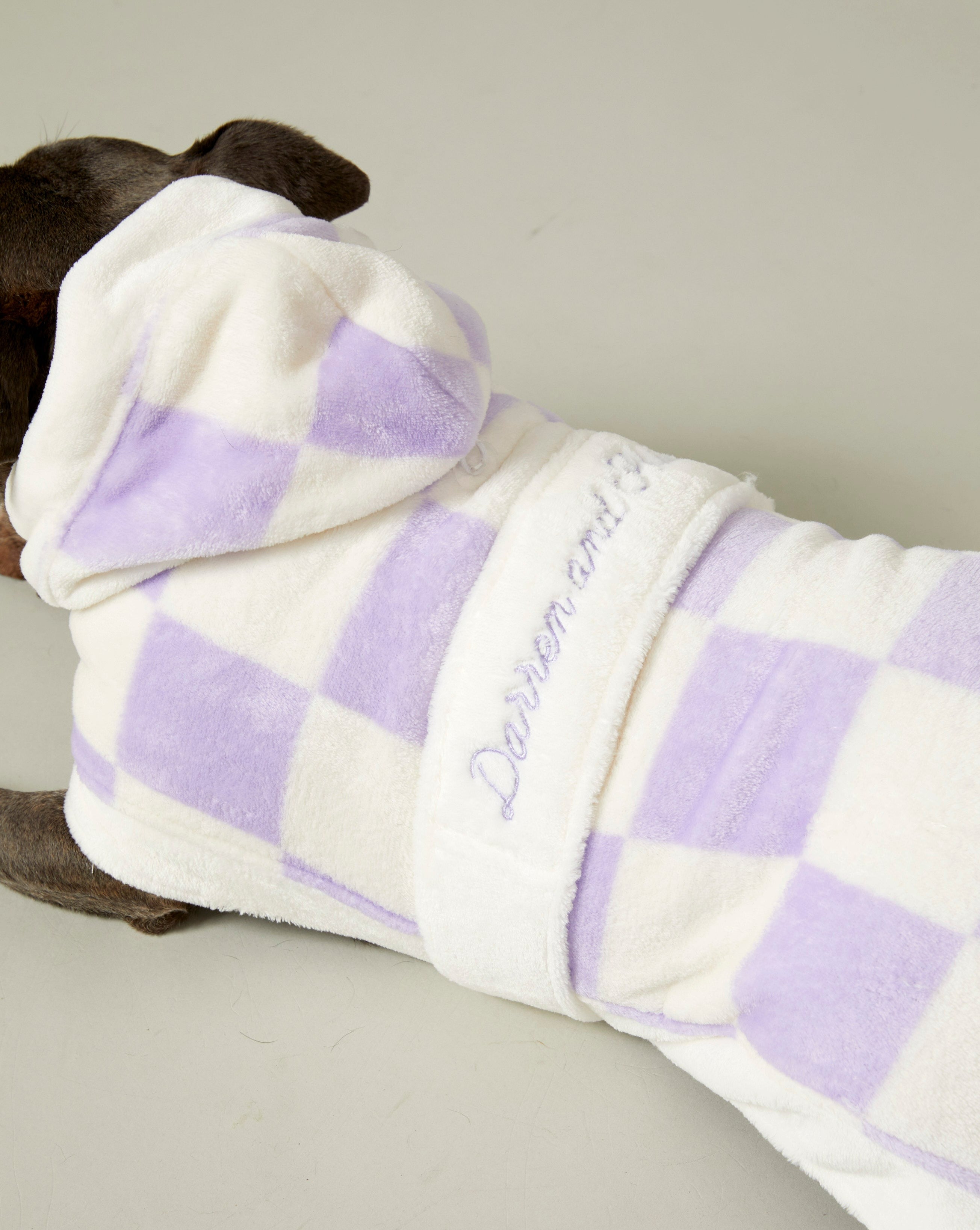 The Snuggle Buddy Dog Robe - Lilac Gingham